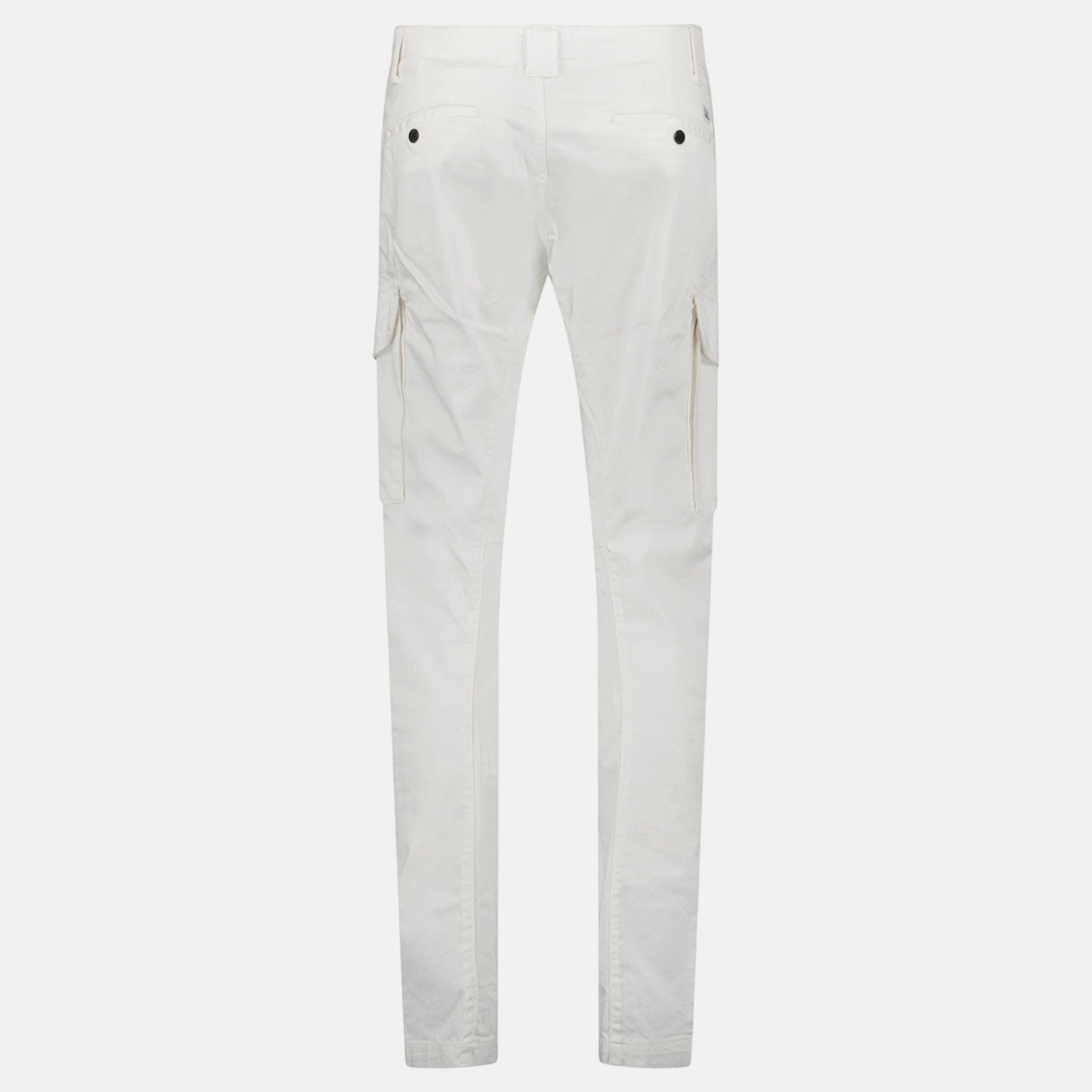 CP Company Ergonomic Stretch Sateen Cargo Lens Pants Gauze White | Studio DOS
