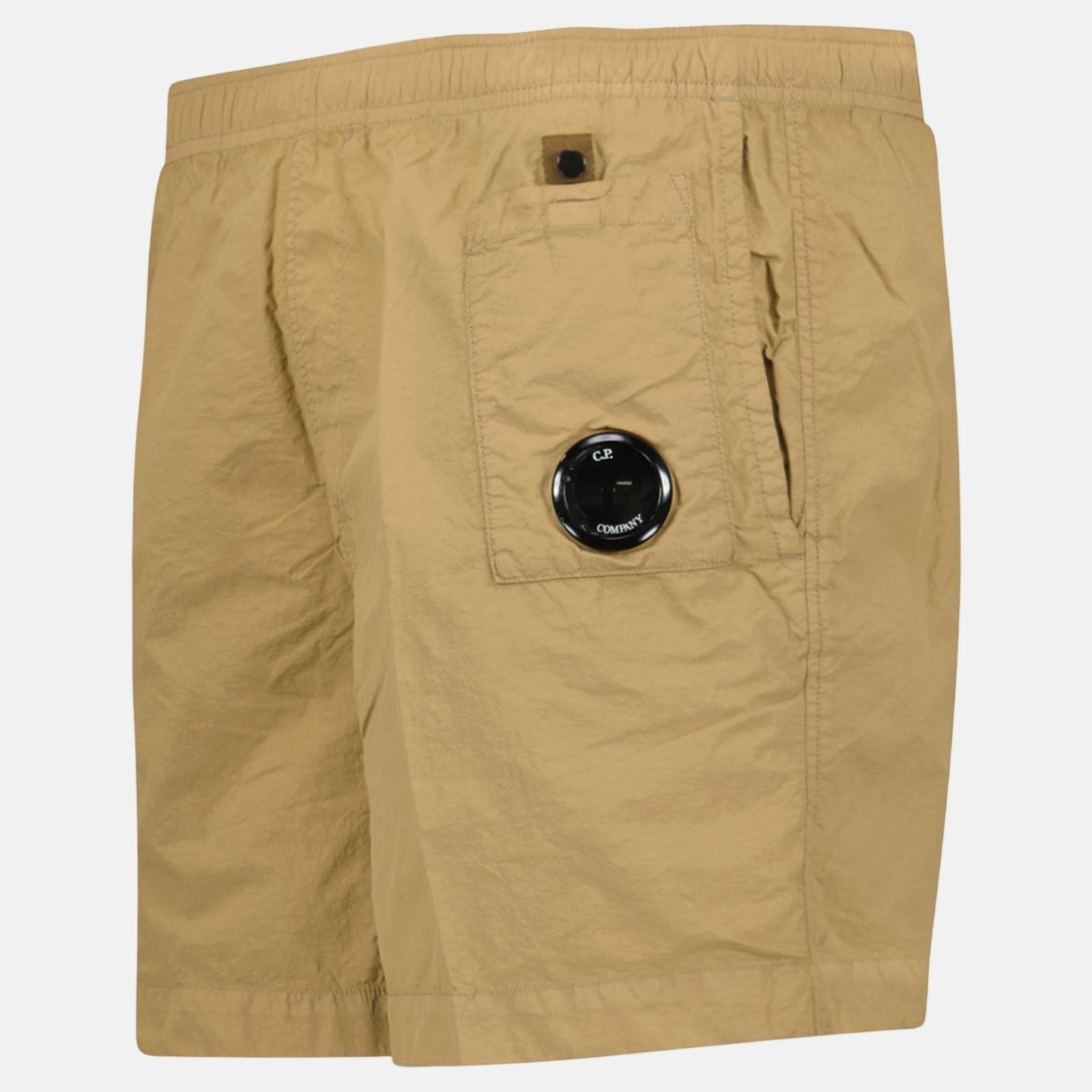 CP Company Flatt Nylon Lens - Detail Swim Shorts Sand | Studio DOS