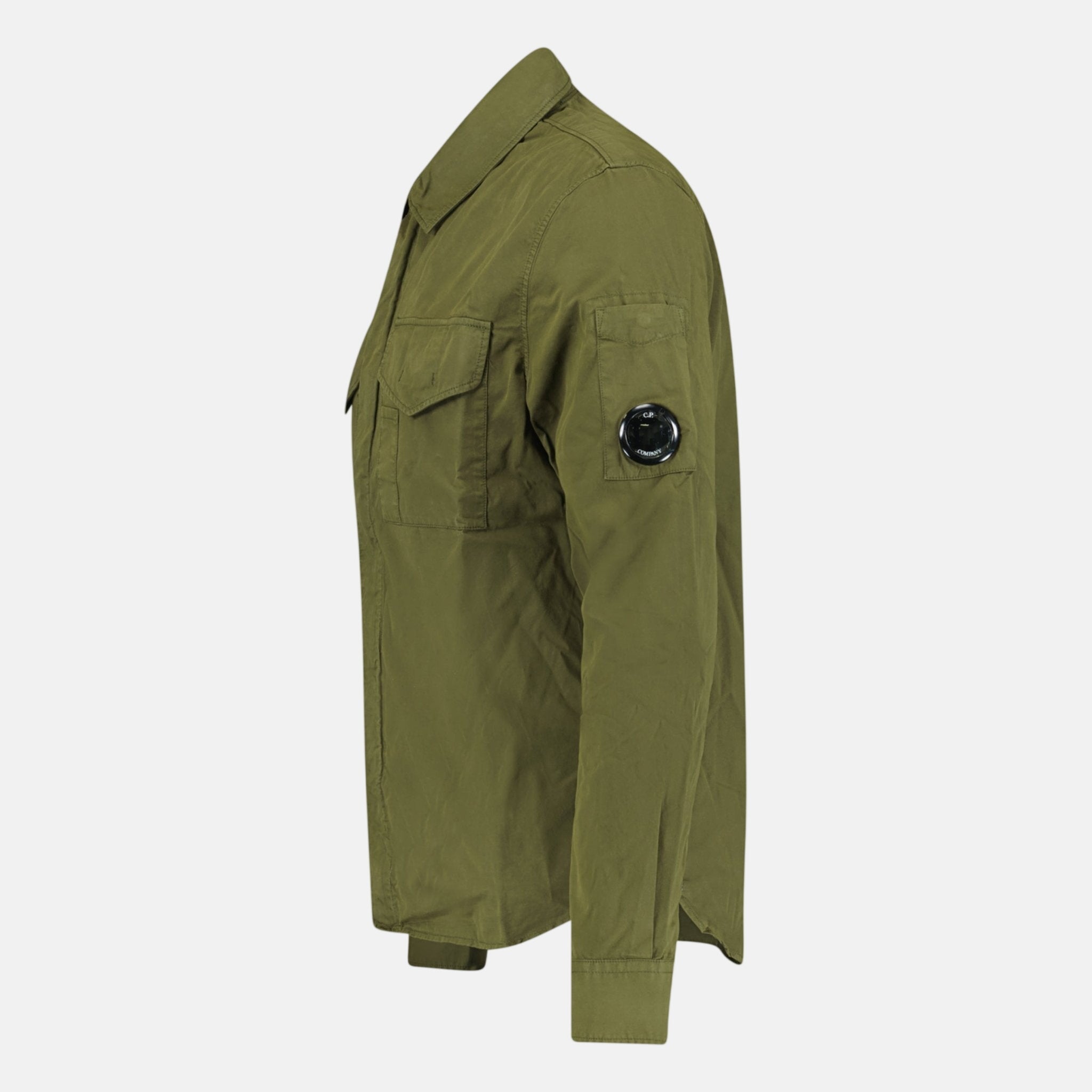 CP Company Gabardine Lens Zip Overshirt Jacket Green | Studio DOS