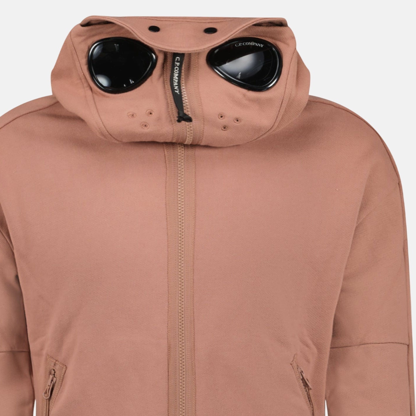 CP Company Hooded Explorer Goggle Zip Up Hoodie Light Brown | Studio DOS