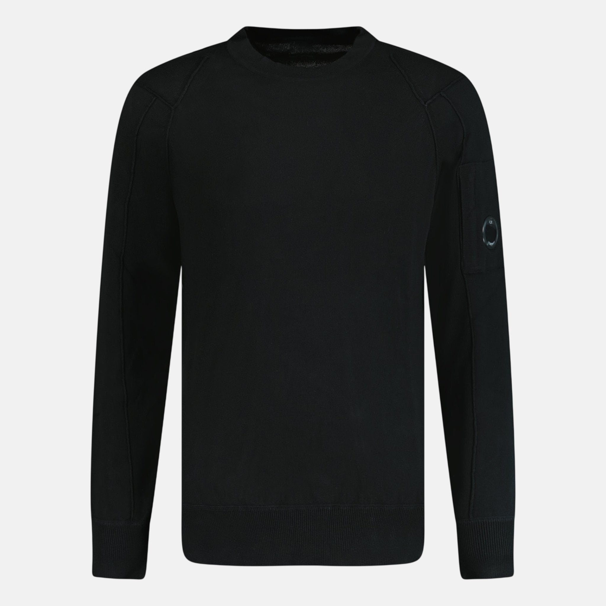 CP Company Knitted Cotton Lens Sweatshirt Black | Studio DOS