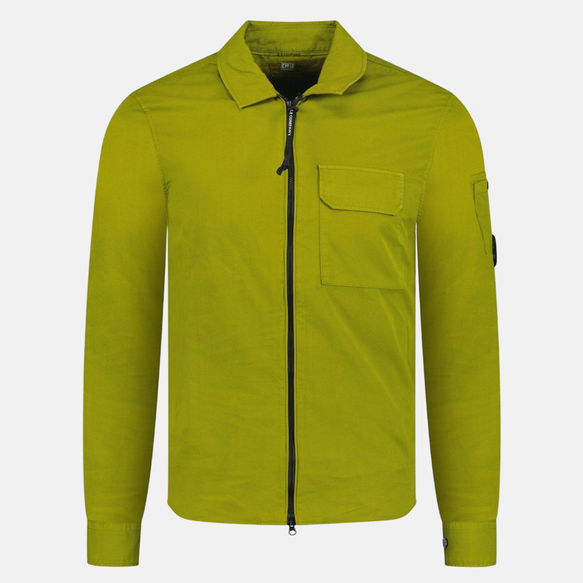 CP Company Long Sleeve Zip Up Overshirt Olive Green | Studio DOS