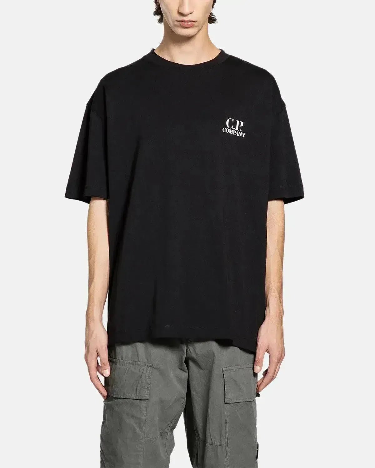 CP COMPANY MENS 30/1 JERSEY BACK LOGO T - SHIRT BLACK | Studio DOS