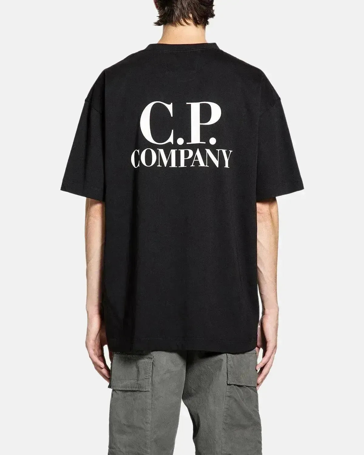 CP COMPANY MENS 30/1 JERSEY BACK LOGO T - SHIRT BLACK | Studio DOS