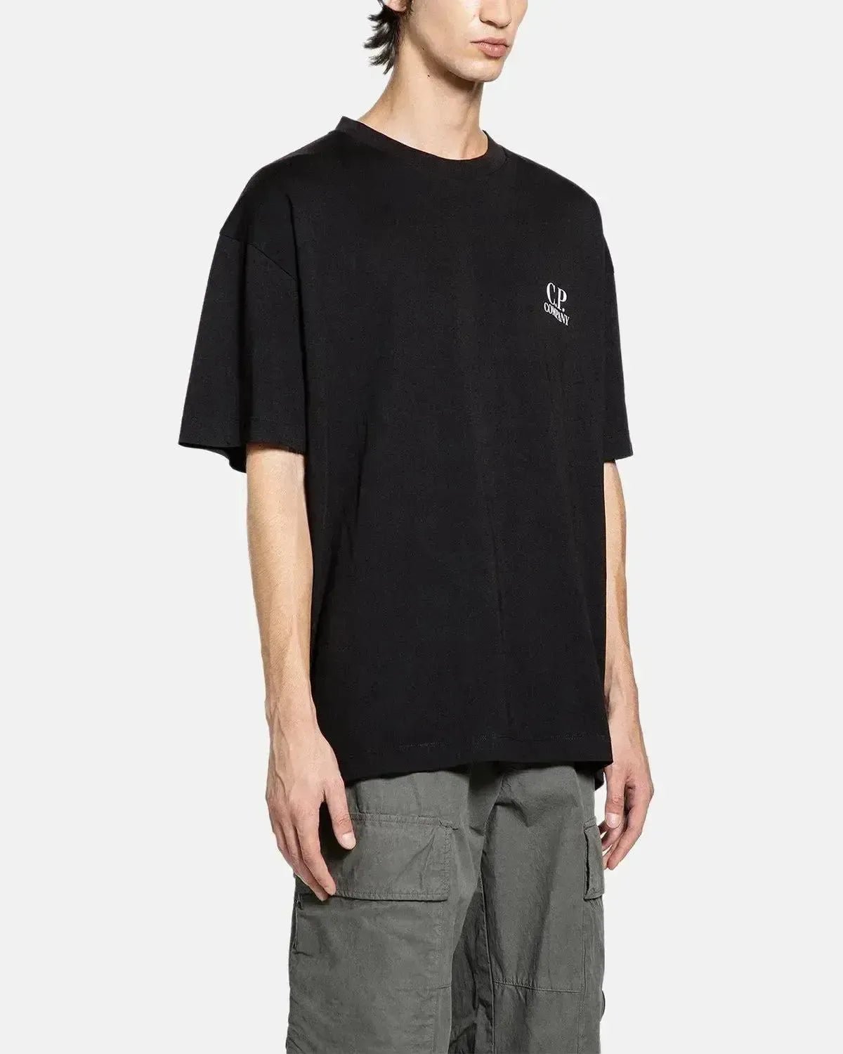 CP COMPANY MENS 30/1 JERSEY BACK LOGO T - SHIRT BLACK | Studio DOS