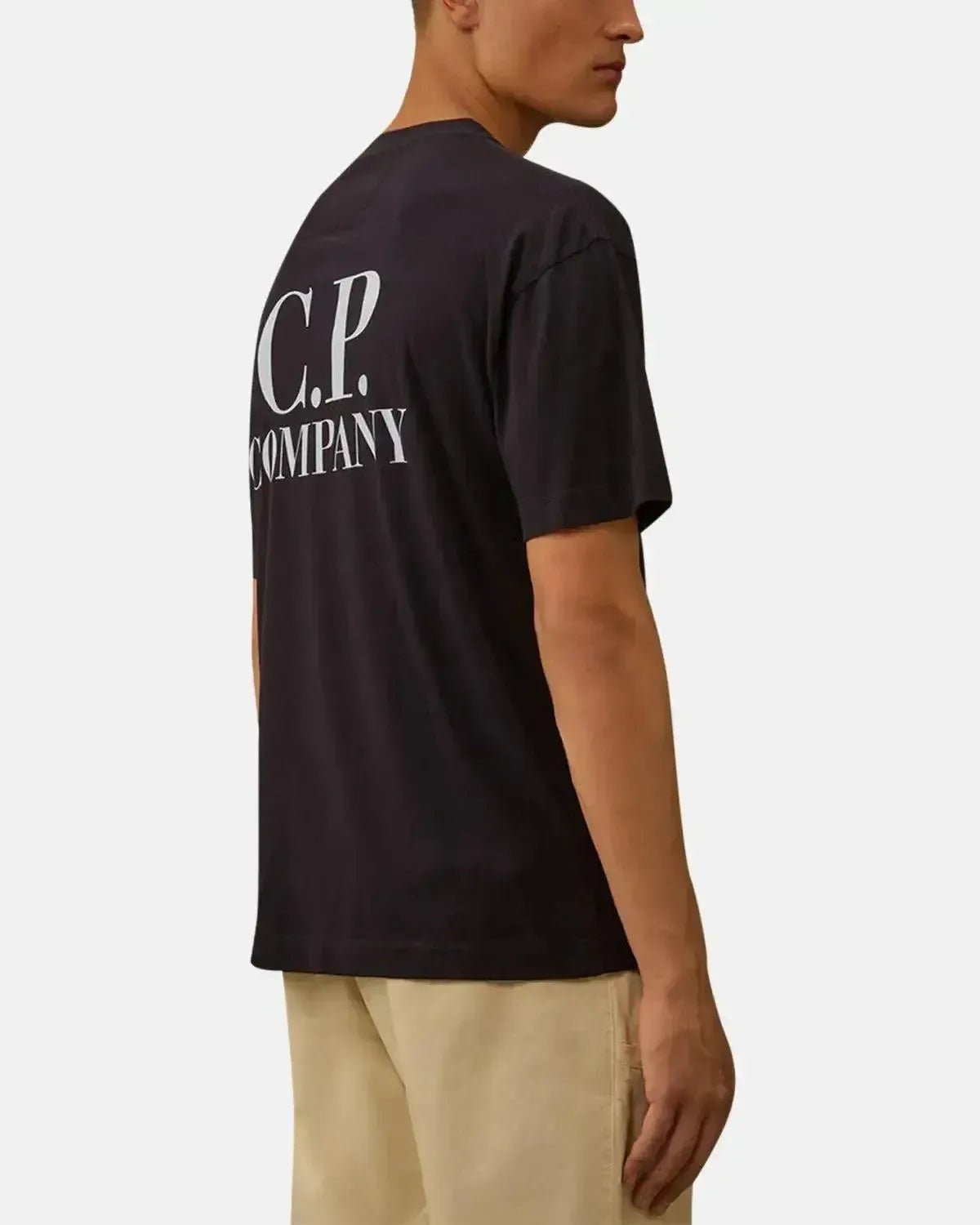 CP COMPANY MENS 30/1 JERSEY BACK LOGO T - SHIRT TOTAL ECLIPSE | Studio DOS