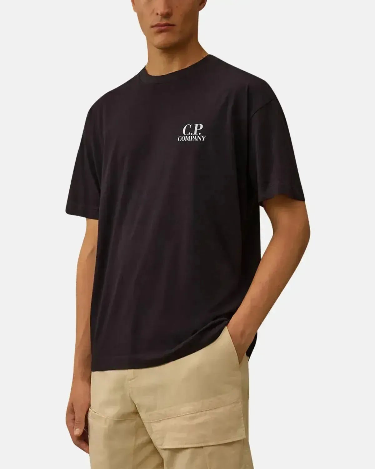 CP COMPANY MENS 30/1 JERSEY BACK LOGO T - SHIRT TOTAL ECLIPSE | Studio DOS