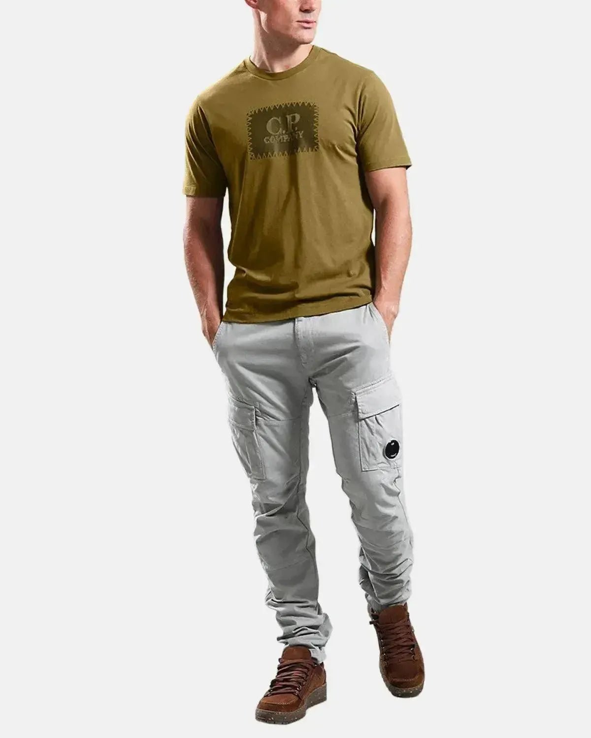 CP COMPANY MENS 30/1 JERSEY LABEL LOGO T - SHIRT CAPERS | Studio DOS