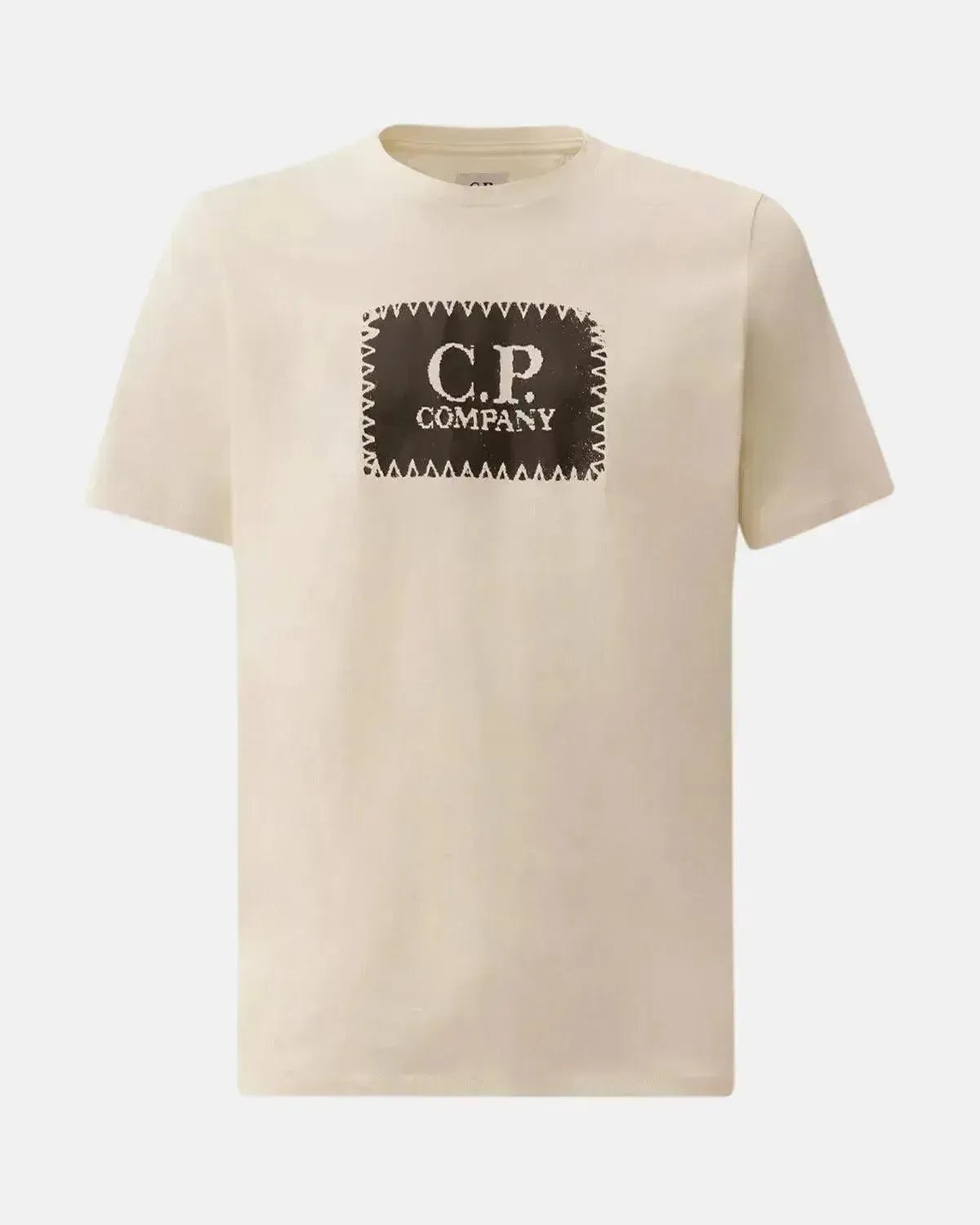 CP COMPANY MENS 30/1 JERSEY LABEL LOGO T - SHIRT GAUZE WHITE | Studio DOS