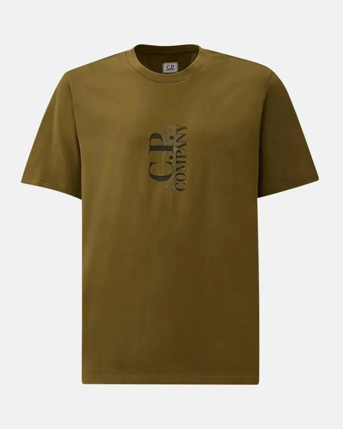 CP COMPANY MENS 30/1 JERSEY VERTICAL LOGO T - SHIRT CAPERS | Studio DOS