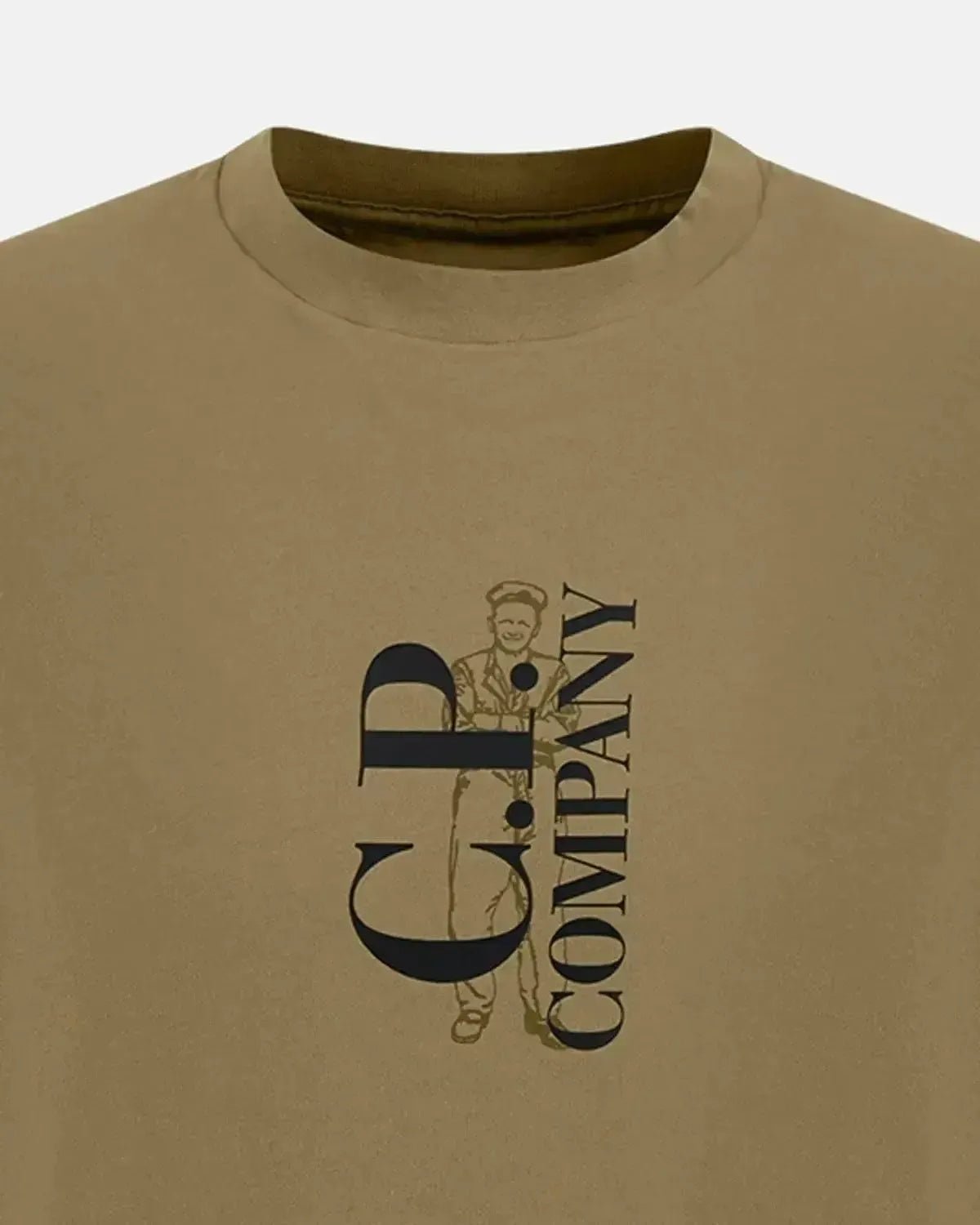 CP COMPANY MENS 30/1 JERSEY VERTICAL LOGO T - SHIRT FALLEN ROCK GREY | Studio DOS