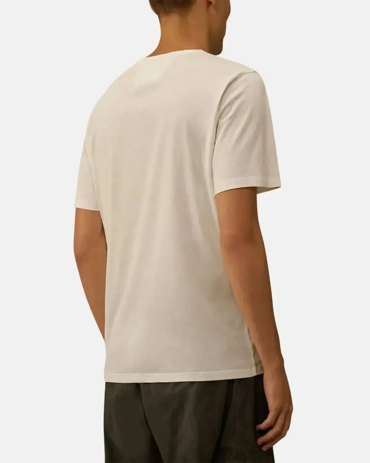 CP COMPANY MENS 30/1 JERSEY VERTICAL LOGO T - SHIRT GAUZE WHITE | Studio DOS