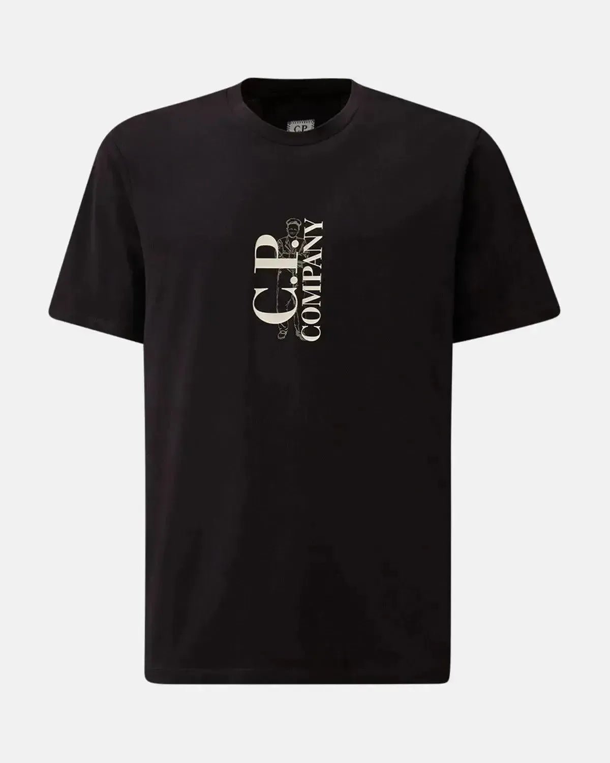 CP COMPANY MENS 30/1 JERSEY VERTICAL LOGO T - SHIRT TOTAL ECLIPSE | Studio DOS