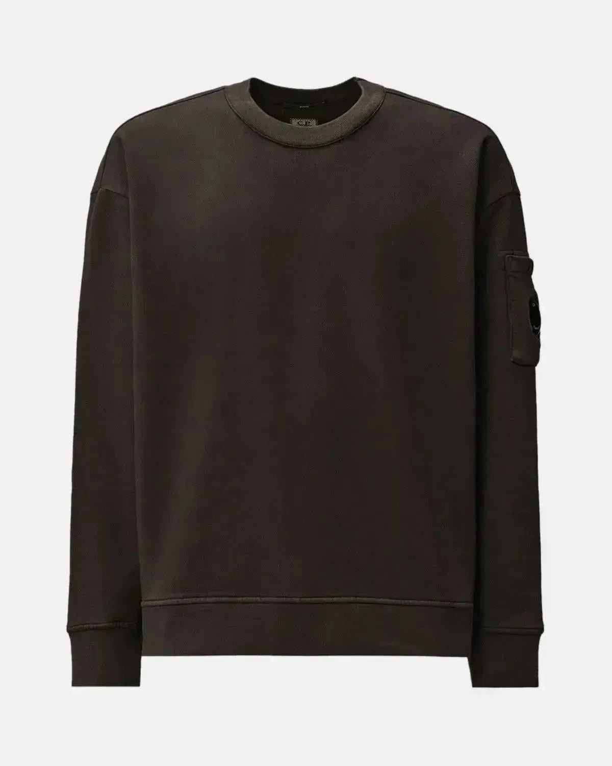CP COMPANY MENS BRUSHED AND EMERIZED DIAGONAL RAISED FLEECE BOXY SWEAT DARK SHADOW GREY | Studio DOS