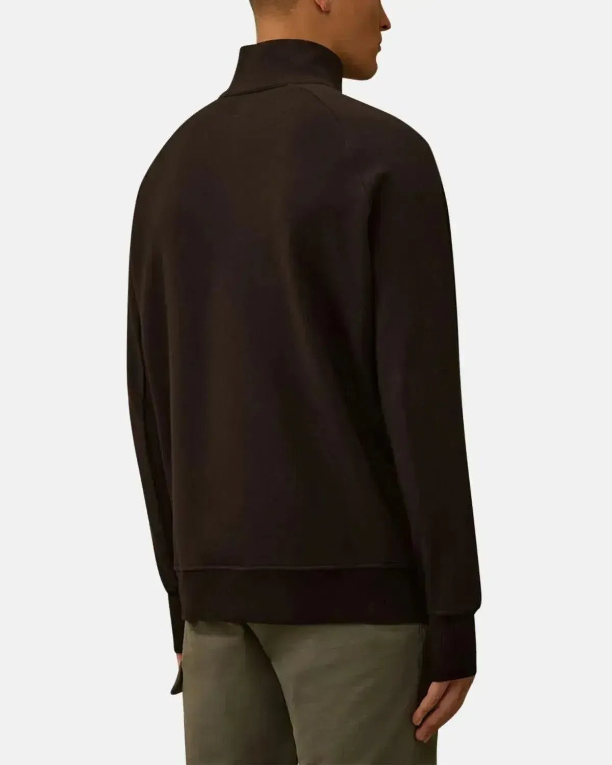 CP COMPANY MENS DIAGONAL RAISED FLEECE 1/4 ZIP SWEATSHIRT BLACK | Studio DOS