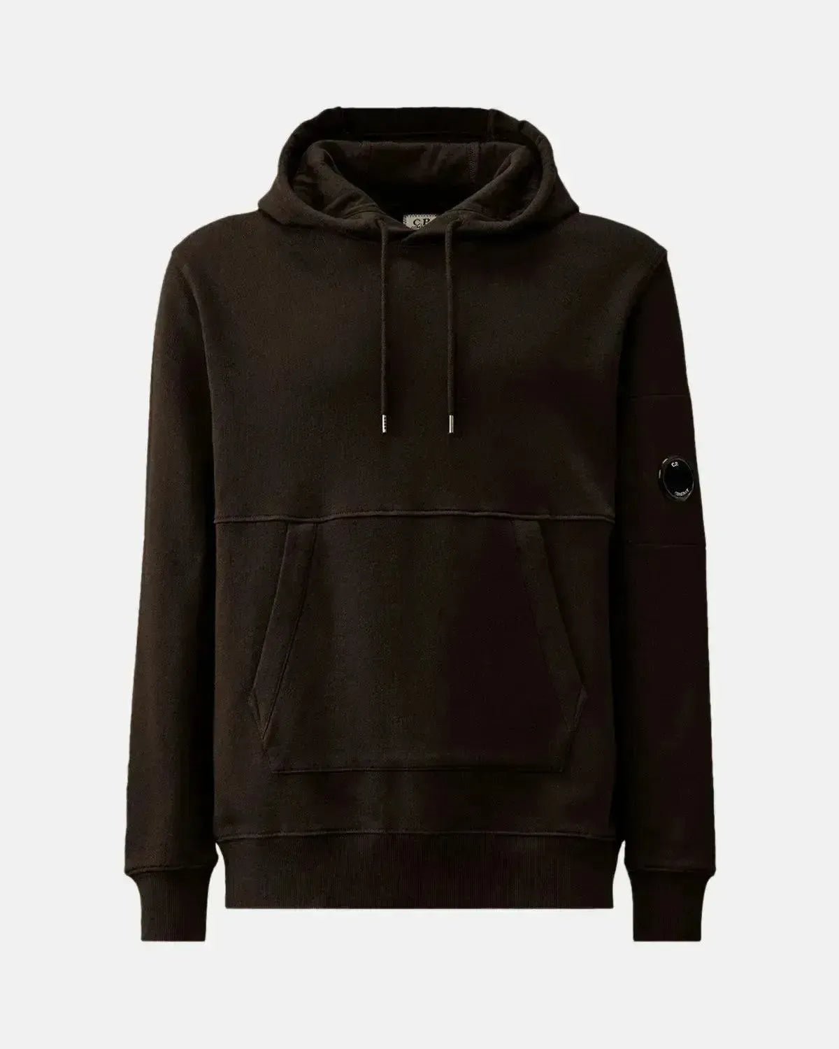CP COMPANY MENS DIAGONAL RAISED FLEECE LENS HOODIE BLACK | Studio DOS