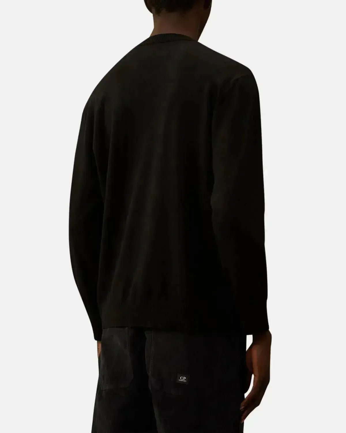 CP COMPANY MENS EXTRAFINE MERINO WOOL CREWNECK SWEATER BLACK | Studio DOS