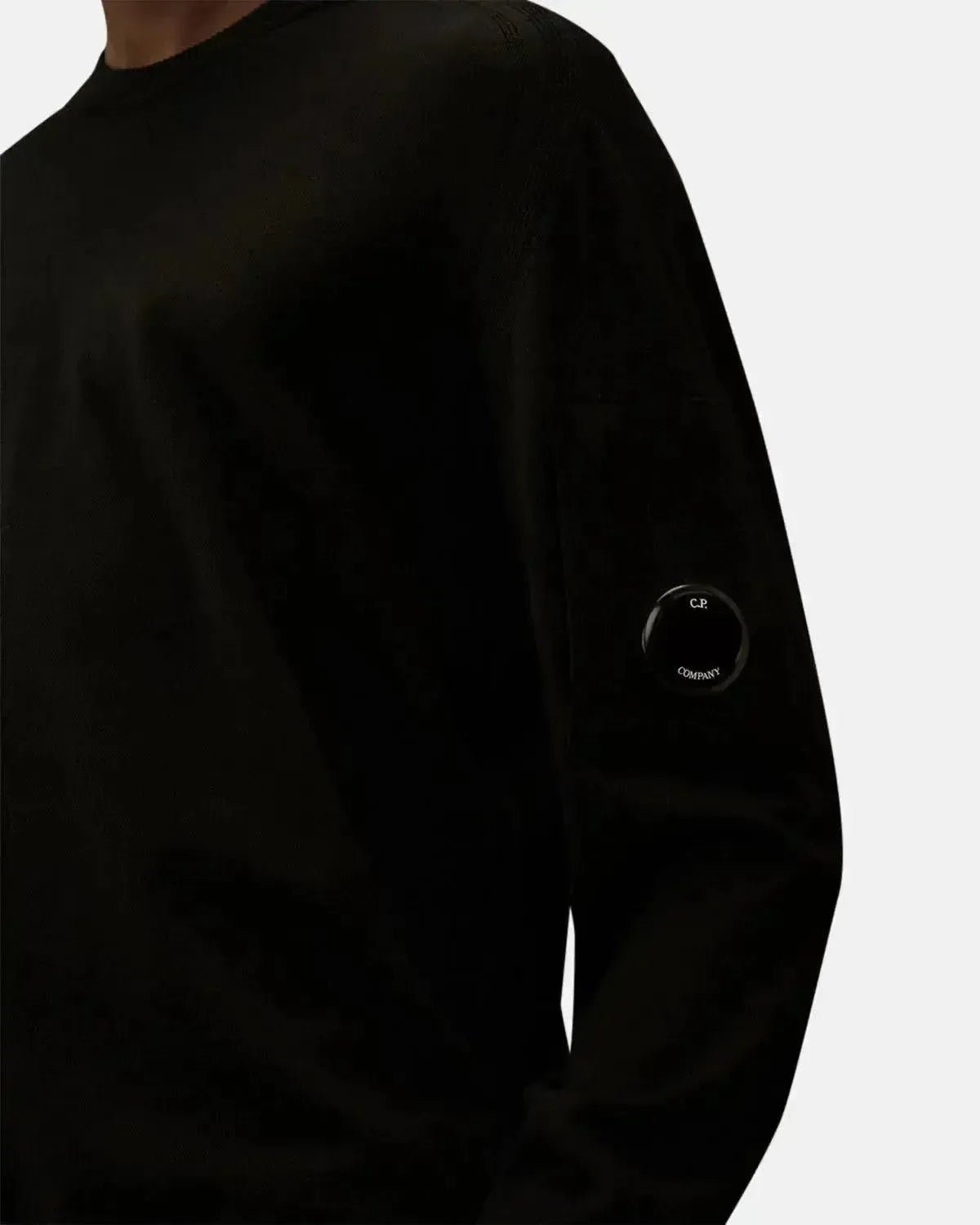 CP COMPANY MENS EXTRAFINE MERINO WOOL CREWNECK SWEATER BLACK | Studio DOS