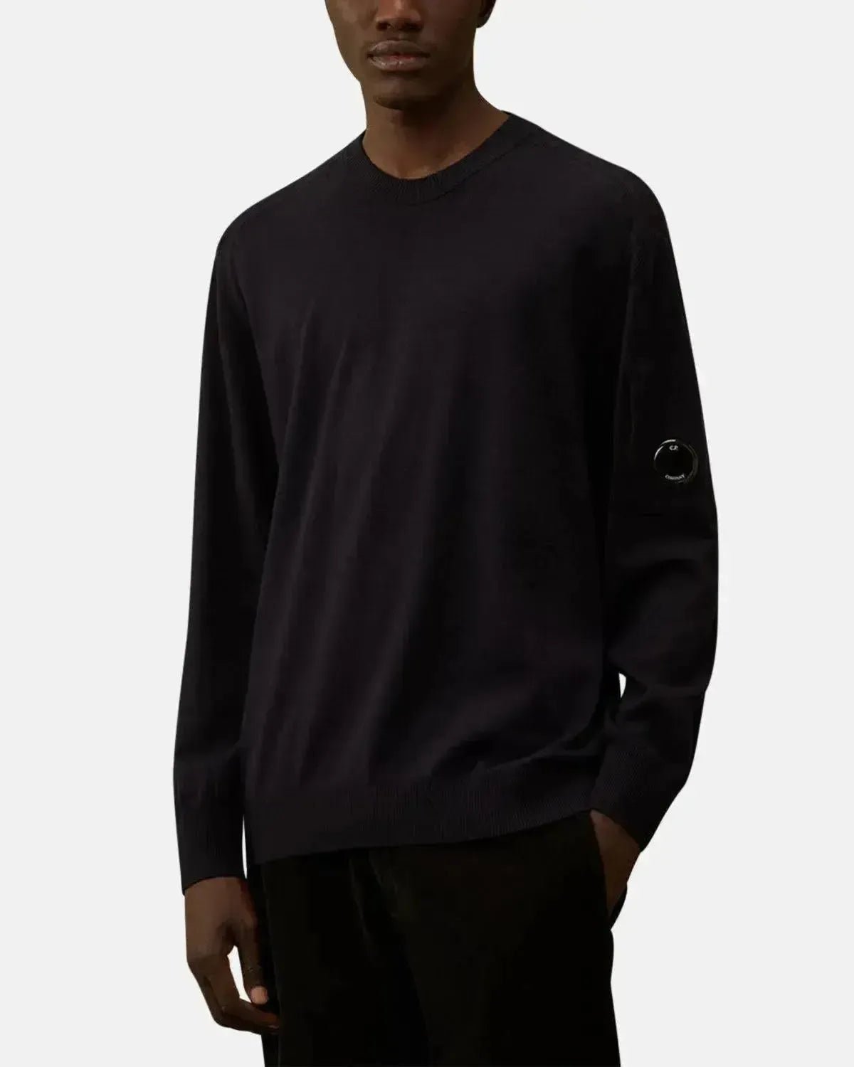 CP COMPANY MENS EXTRAFINE MERINO WOOL CREWNECK SWEATER TOTAL ECLIPSE | Studio DOS