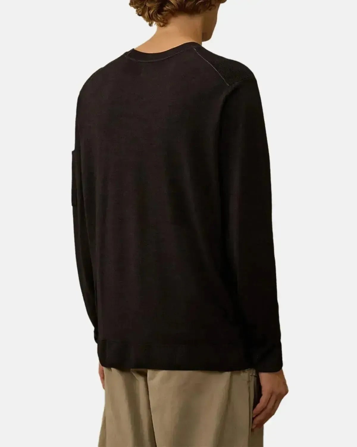 CP COMPANY MENS MERINO WOOL LENS DETAIL CREWNECK KNIT TOTAL ECLIPSE | Studio DOS