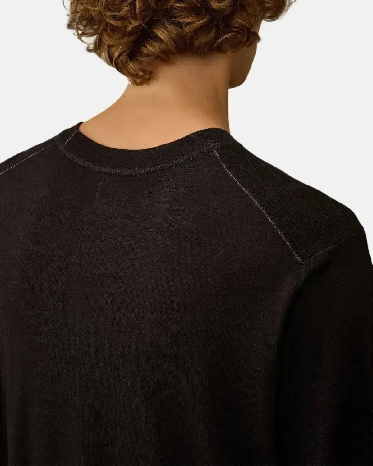 CP COMPANY MENS MERINO WOOL LENS DETAIL CREWNECK KNIT TOTAL ECLIPSE | Studio DOS