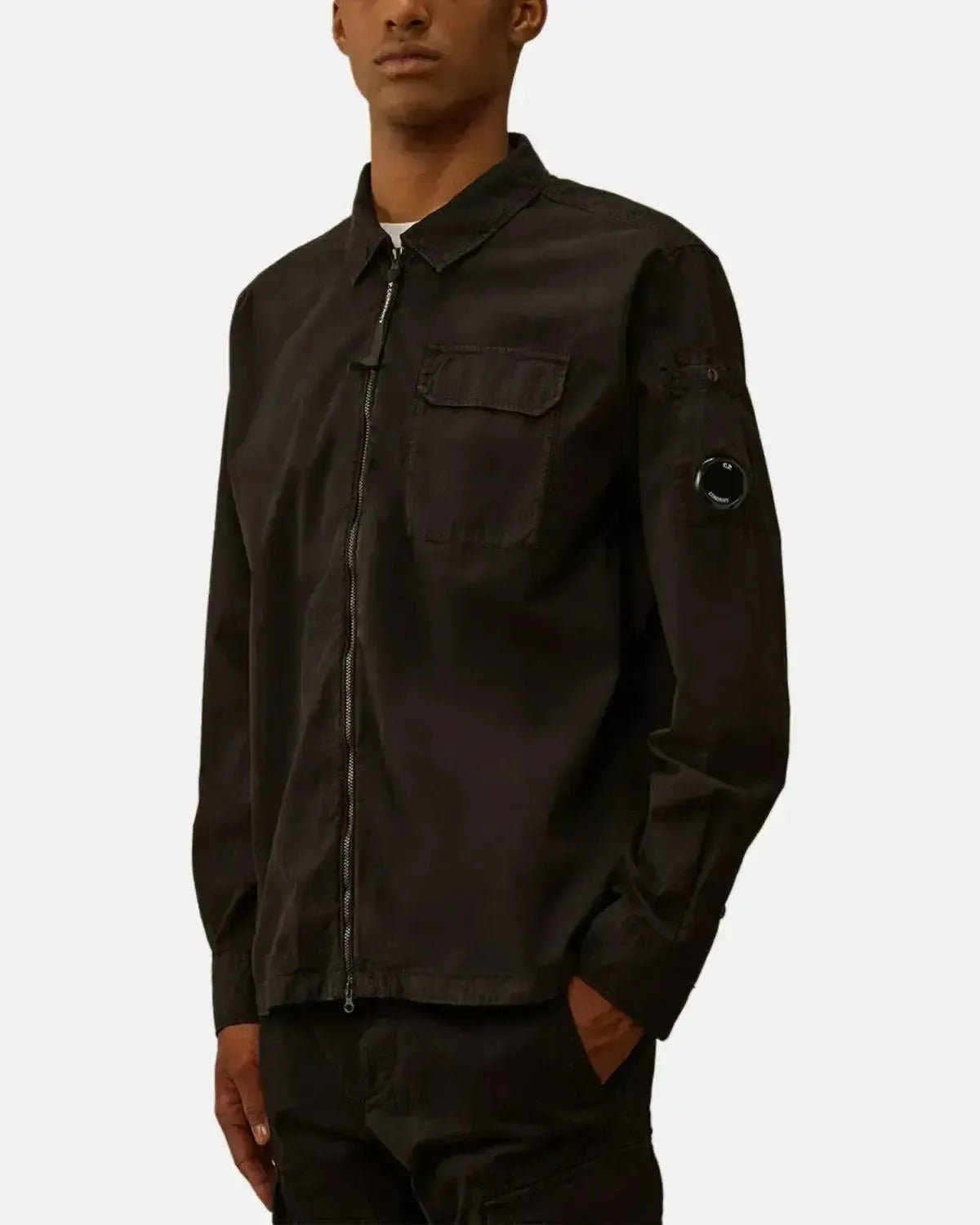 CP COMPANY MENS ORGANIC GABARDINE ZIPPED OVERSHIRT BLACK | Studio DOS
