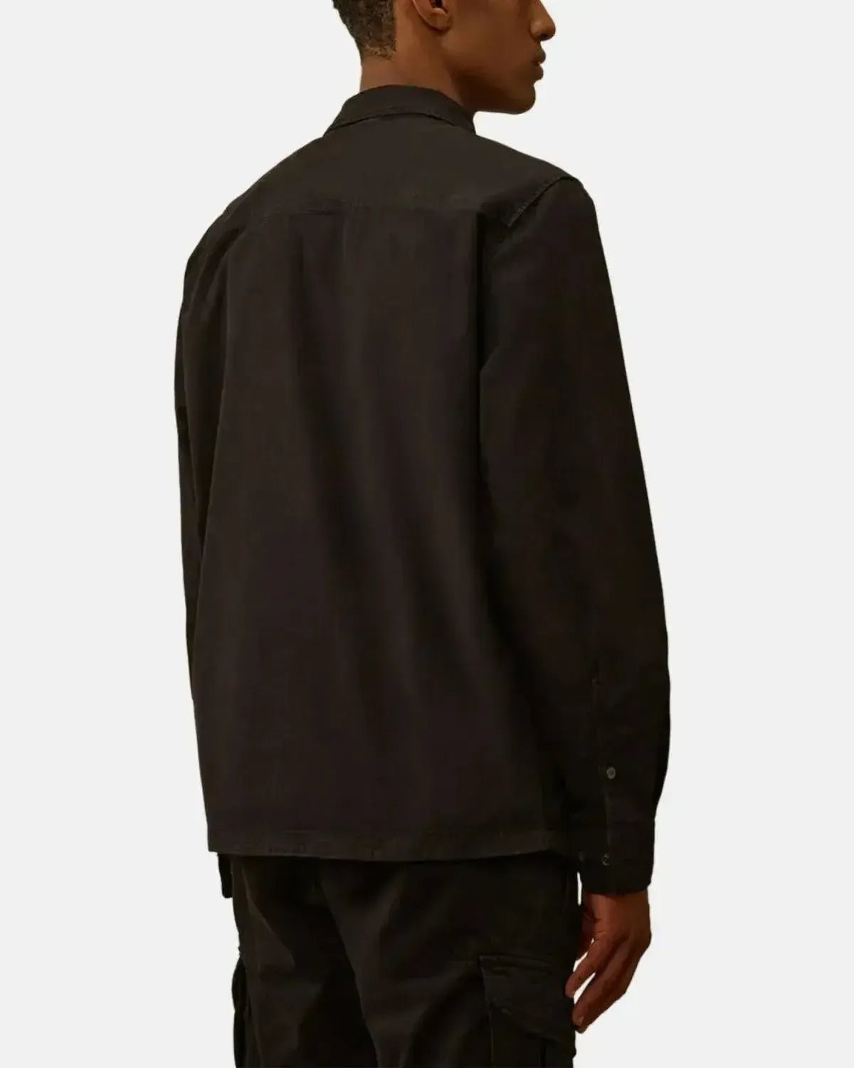 CP COMPANY MENS ORGANIC GABARDINE ZIPPED OVERSHIRT BLACK | Studio DOS