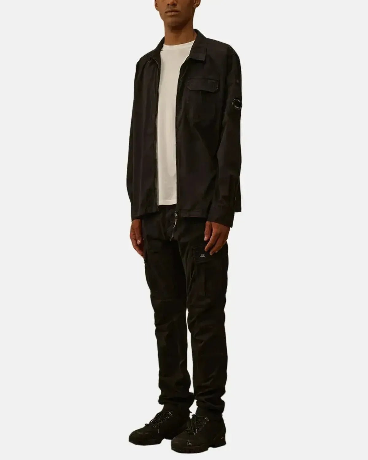 CP COMPANY MENS ORGANIC GABARDINE ZIPPED OVERSHIRT BLACK | Studio DOS
