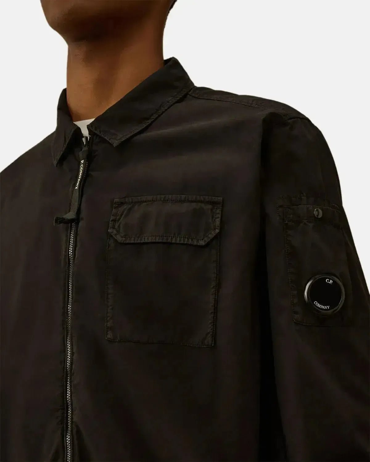CP COMPANY MENS ORGANIC GABARDINE ZIPPED OVERSHIRT BLACK | Studio DOS