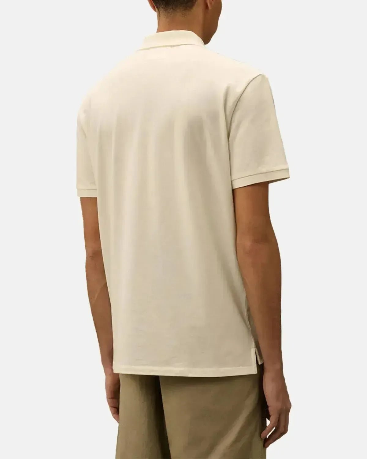 CP COMPANY MENS STRETCH PIQUET LOGO POLO GAUZE WHITE | Studio DOS
