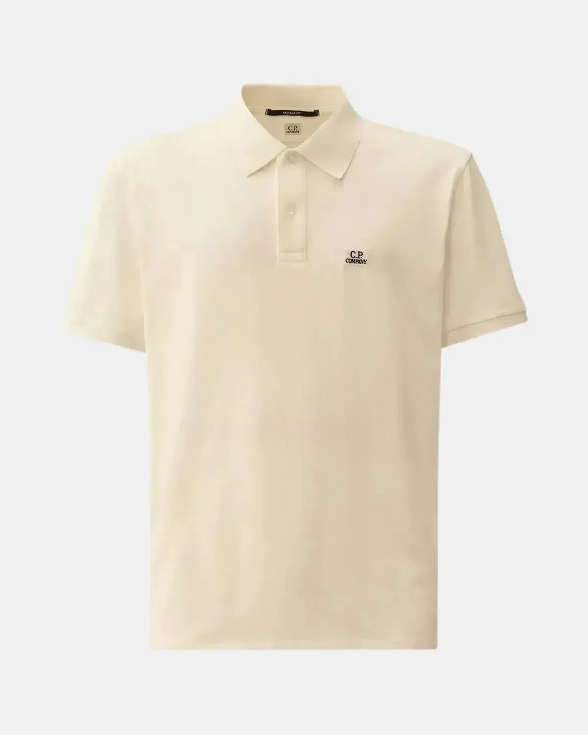 CP COMPANY MENS STRETCH PIQUET LOGO POLO GAUZE WHITE | Studio DOS