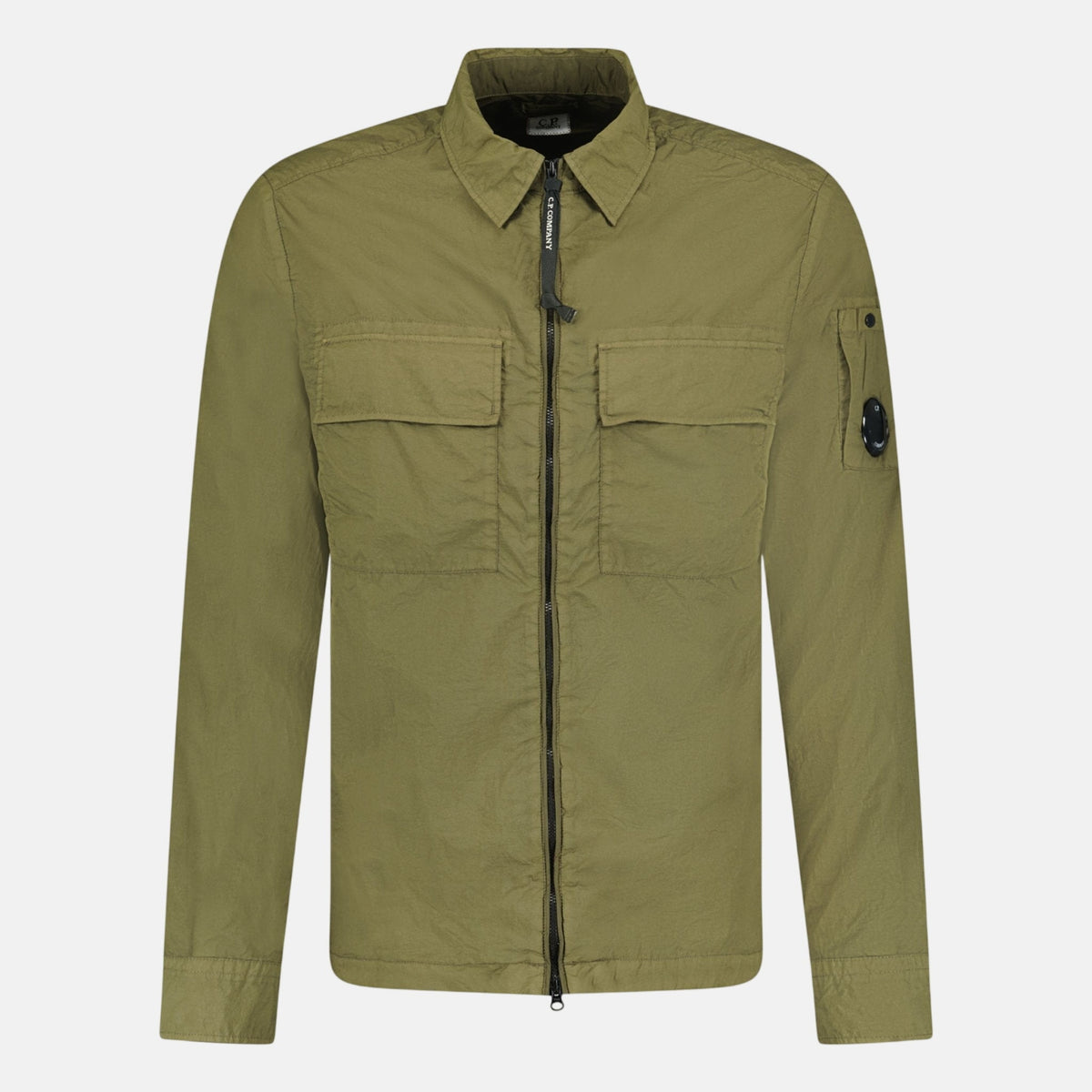 CP Company Taylon-L Lens Chrome Zip-Up Jacket Khaki | Studio DOS 