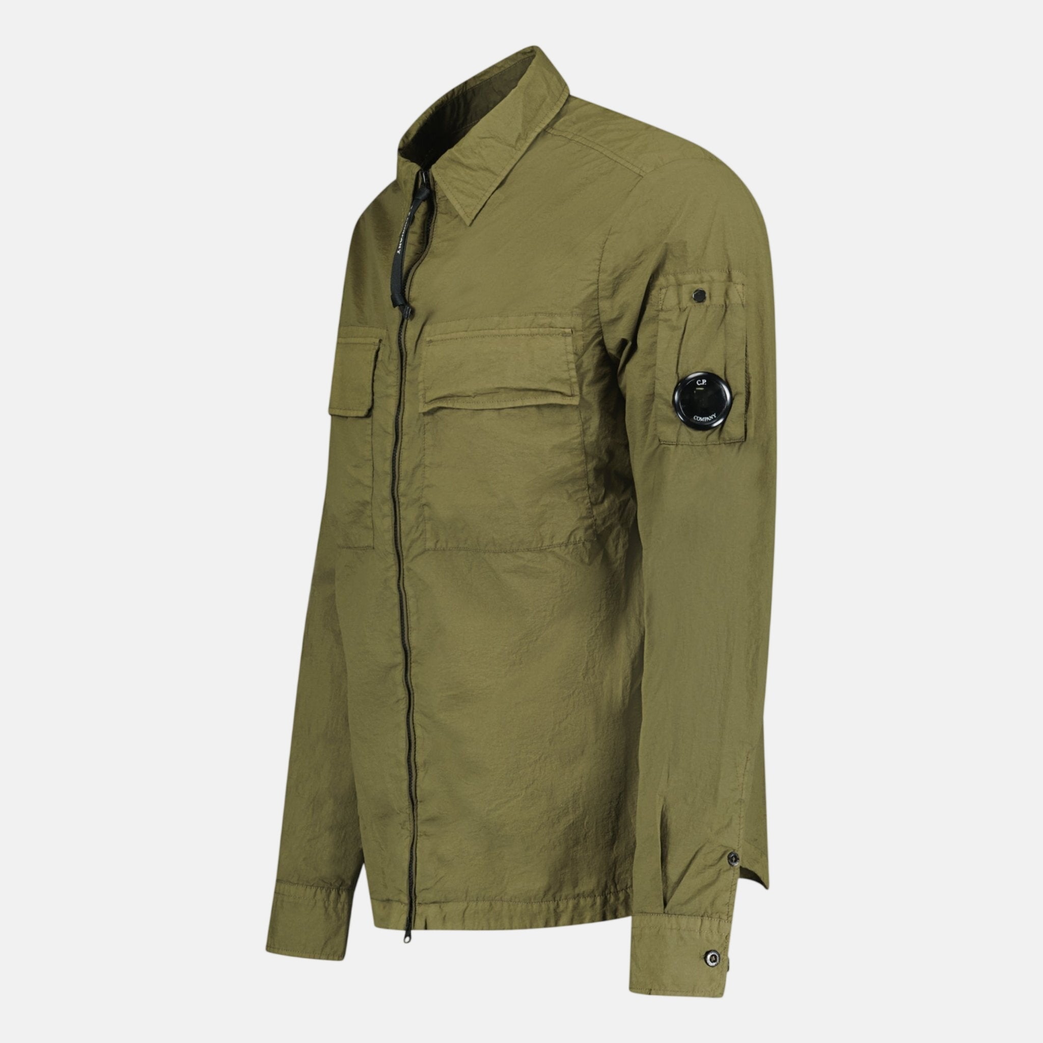 CP Company Taylon - L Lens Chrome Zip - Up Jacket Khaki | Studio DOS
