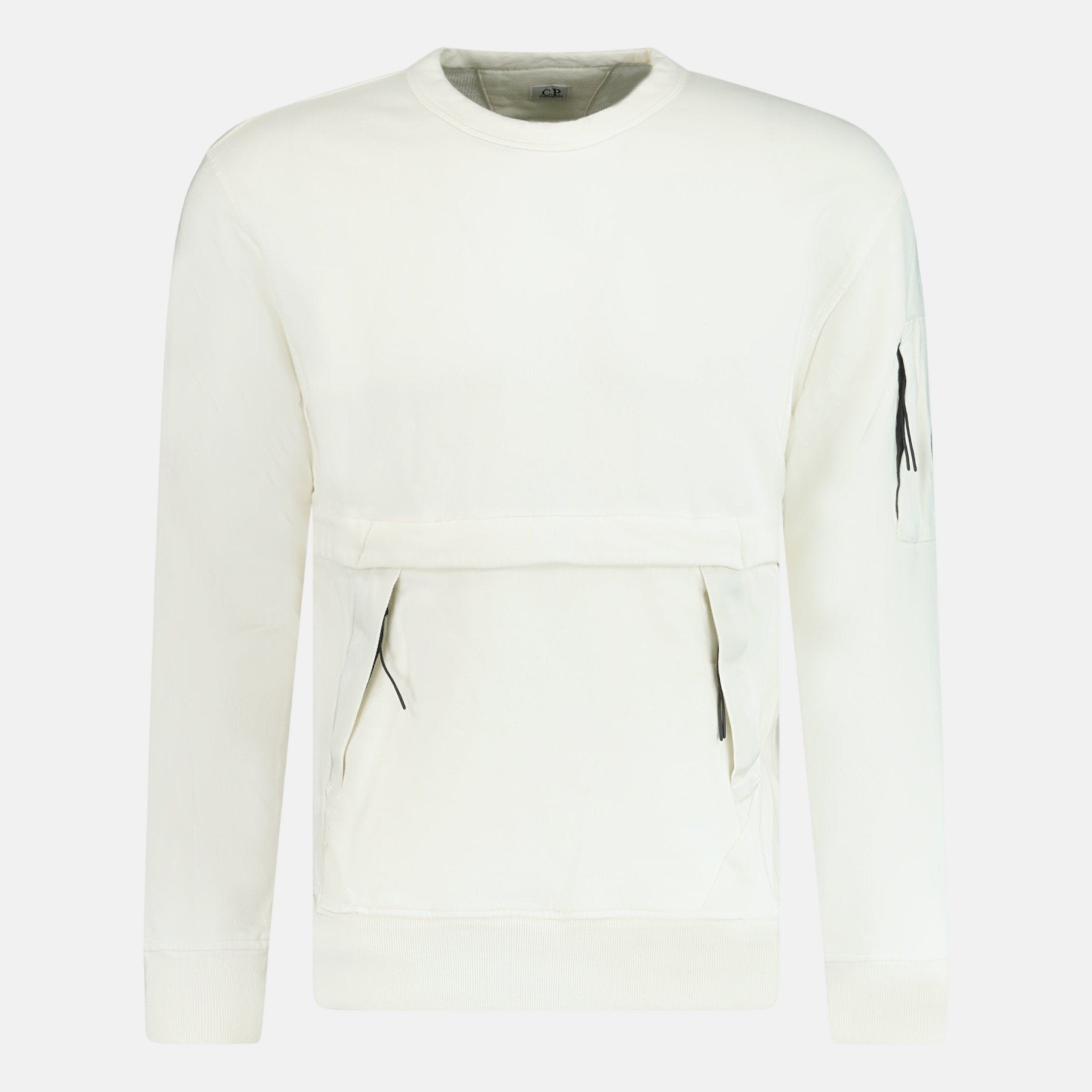 CP Company Zip - Pocket Lens Sweatshirt White | Studio DOS