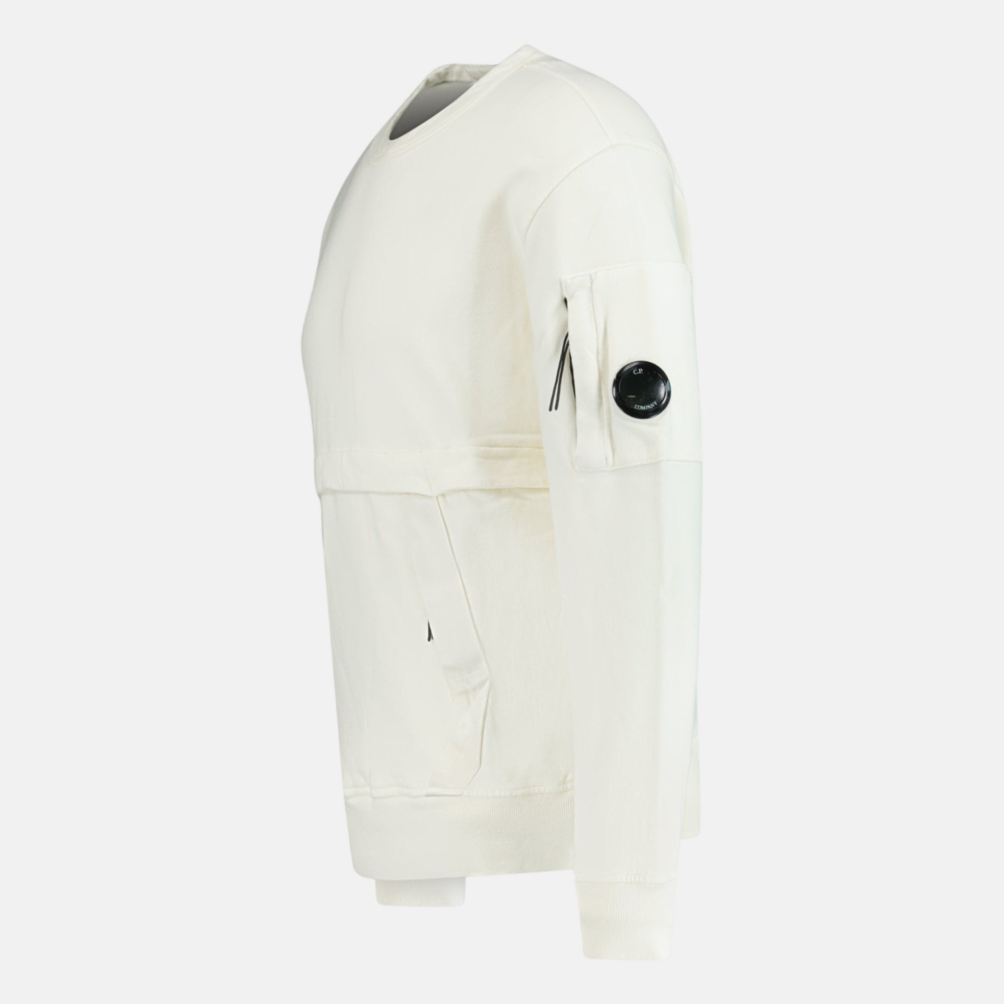 CP Company Zip - Pocket Lens Sweatshirt White | Studio DOS