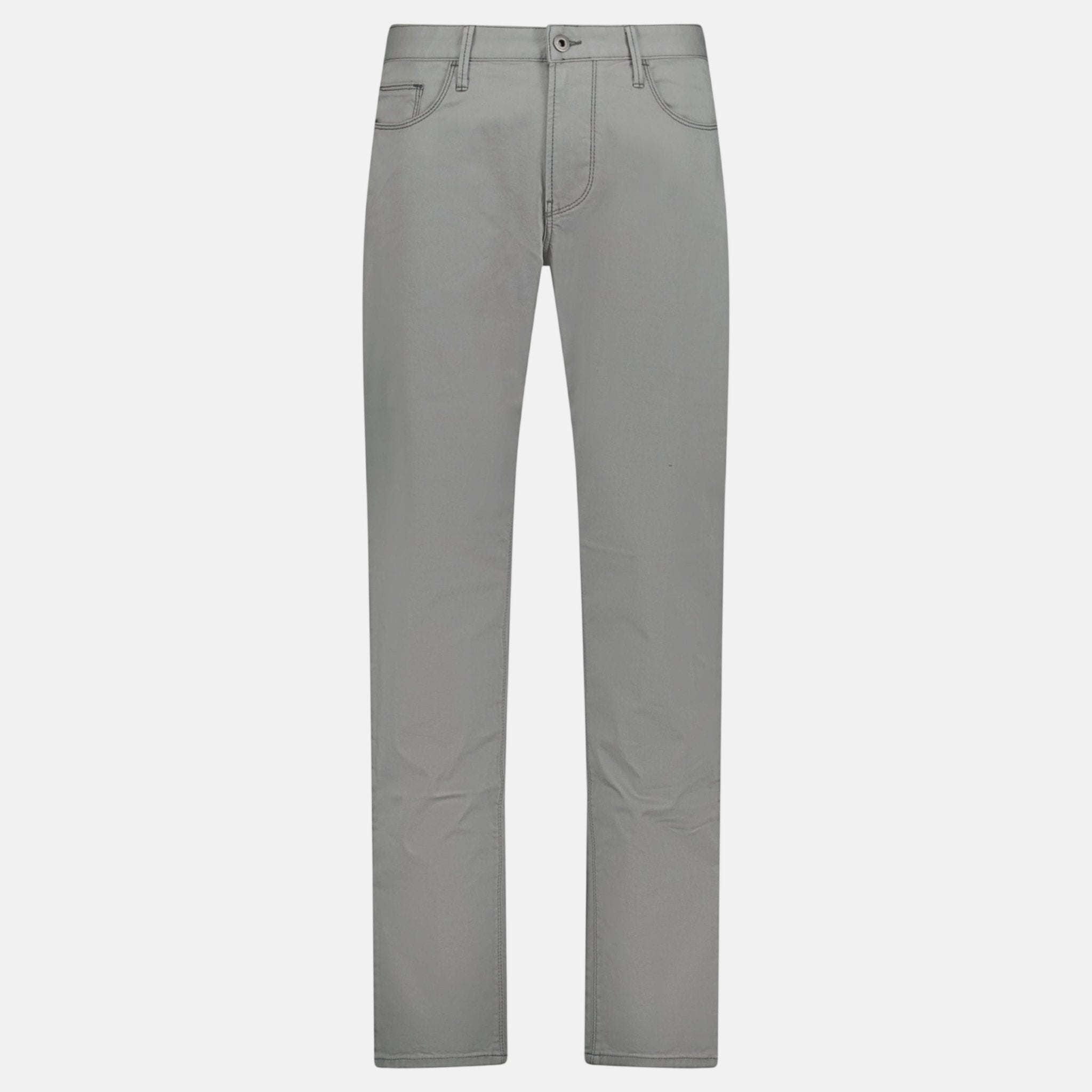 Emporio Armani J45 Slim Fit 5 Pocket Silver Eagle Black Belt Patch Jeans Grey | Studio DOS