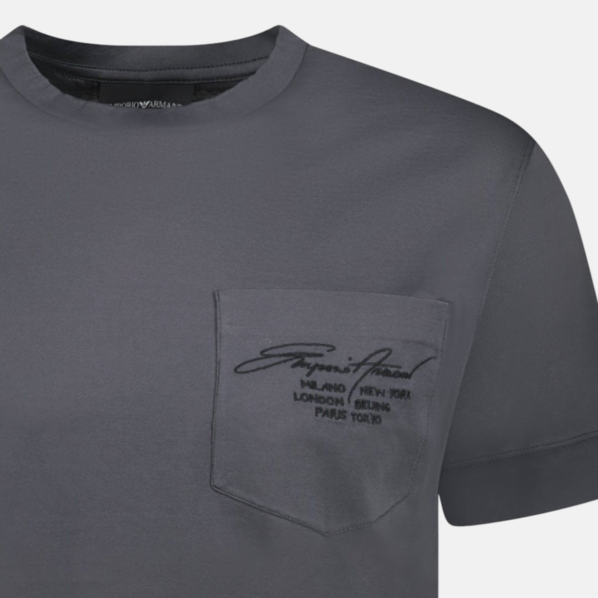 Emporio Armani Signature Pocket Mercerised T-Shirt Grey | Studio DOS