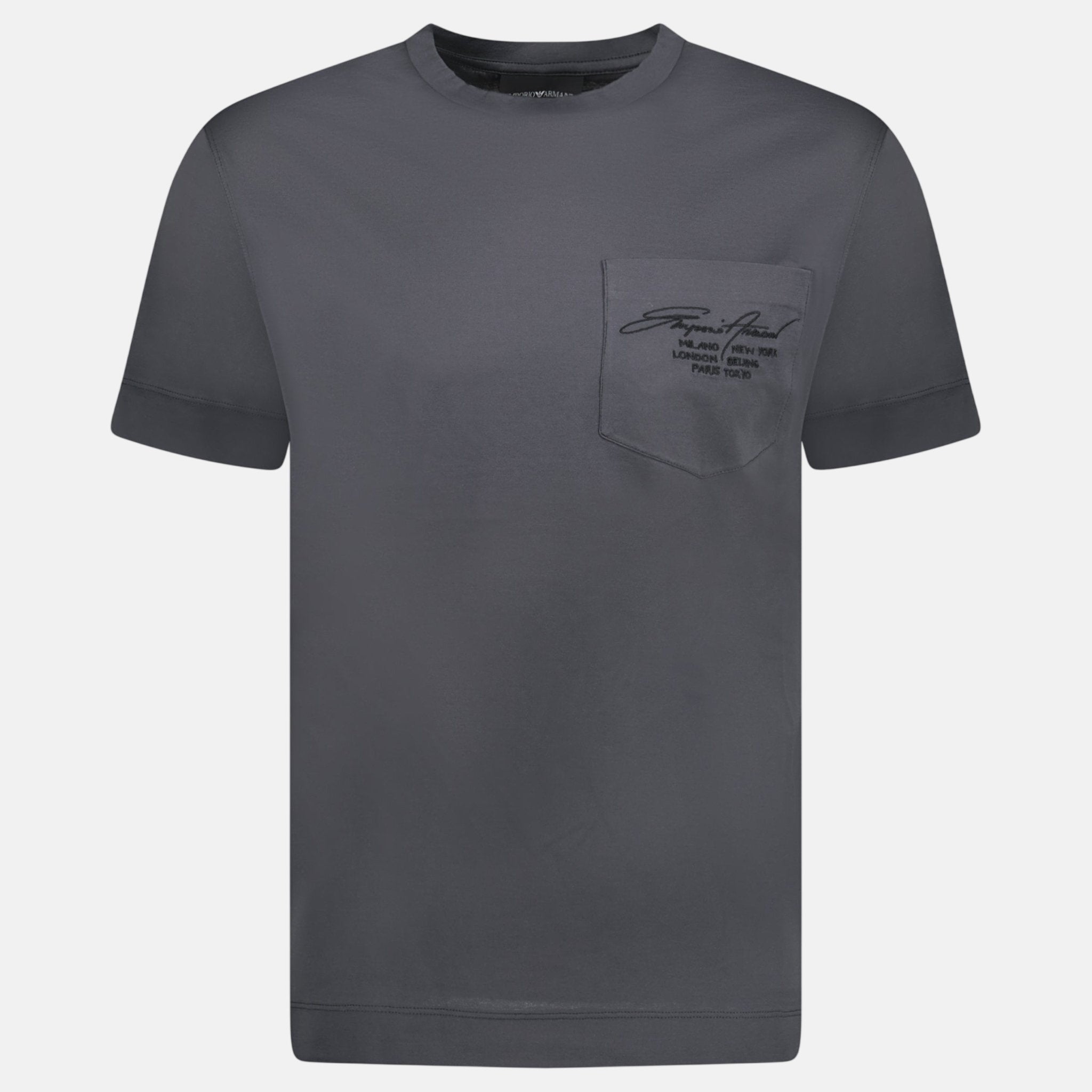 Emporio Armani Signature Pocket Mercerised T-Shirt Grey | Studio DOS