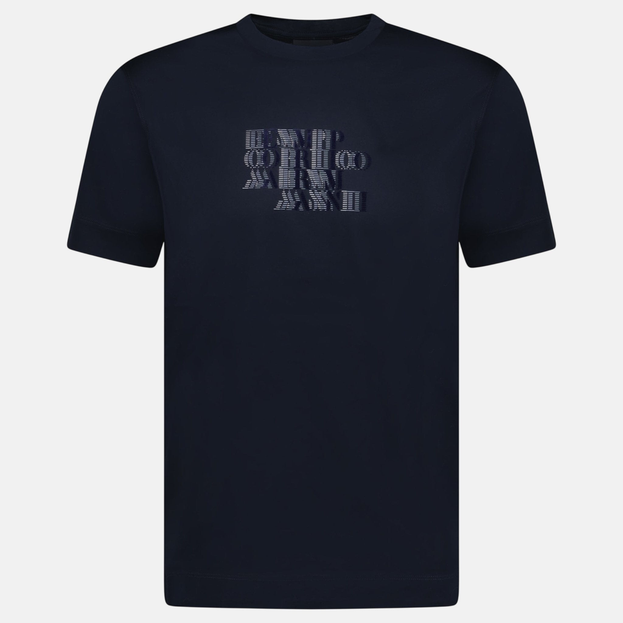 Emporio Armani Velvet Writing Logo Mercerised T-Shirt Navy | Studio DOS