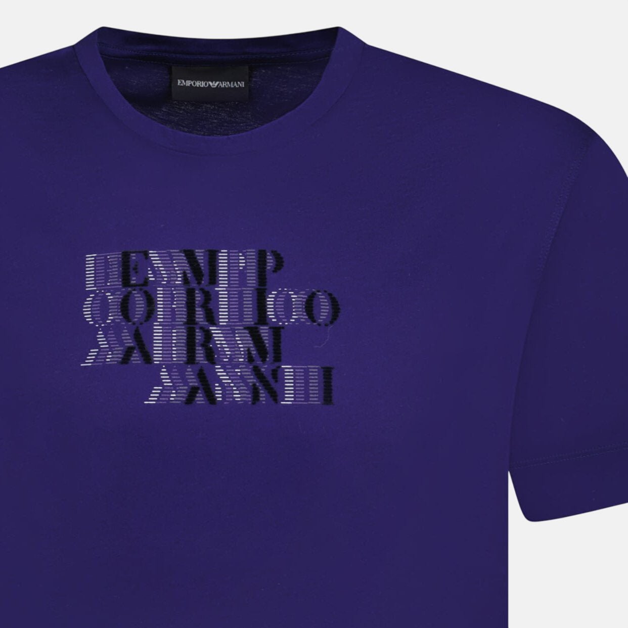 Emporio Armani Velvet Writing Logo Mercerised T-Shirt Purple | Studio DOS