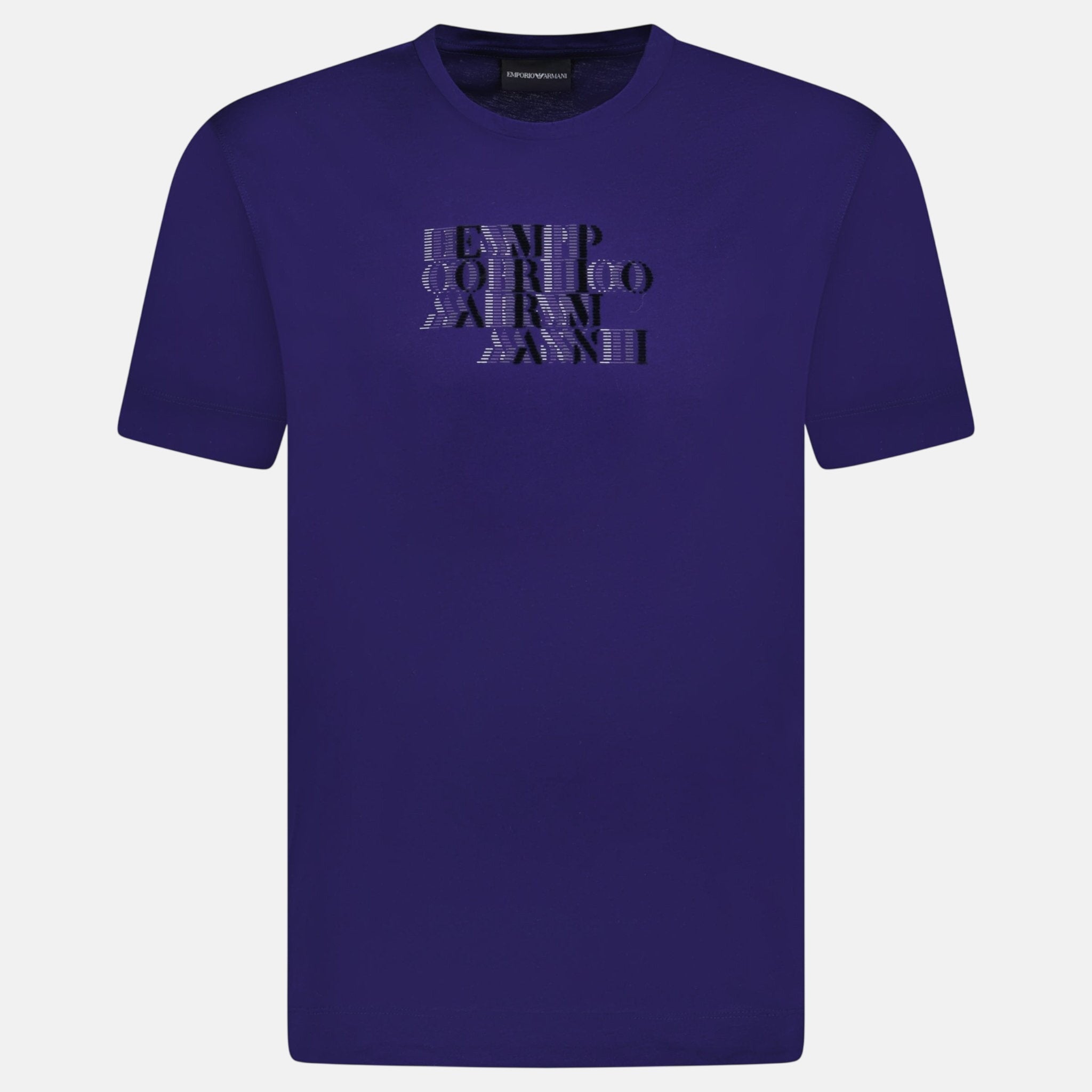 Emporio Armani Velvet Writing Logo Mercerised T-Shirt Purple | Studio DOS