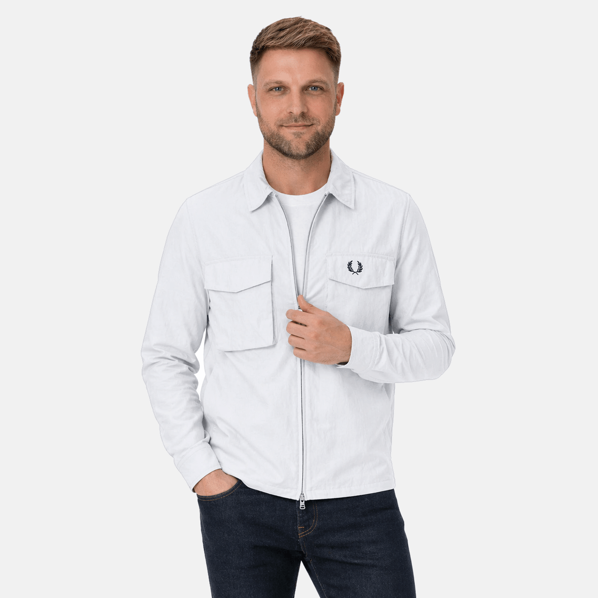 Fred Perry Ripstop Pocket Overshirt Dusky Blue | Studio DOS