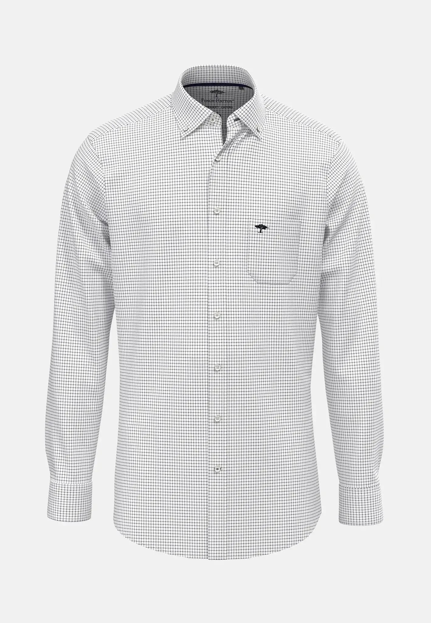 Fynch - Hatton Button Down Oxford Shirt Navy Check | Studio DOS