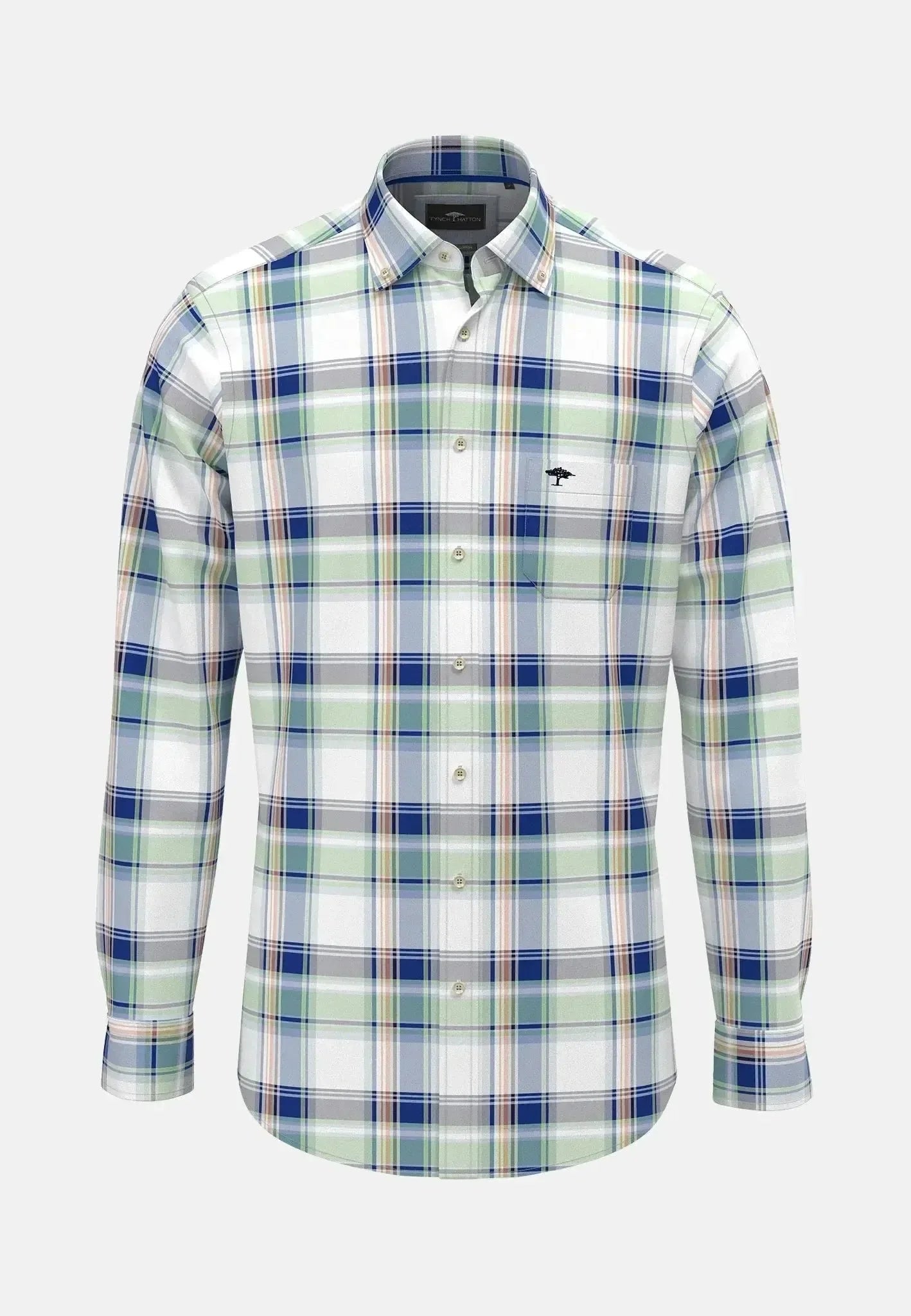 Fynch-Hatton Colorful Combi Check Shirt Strong Blue