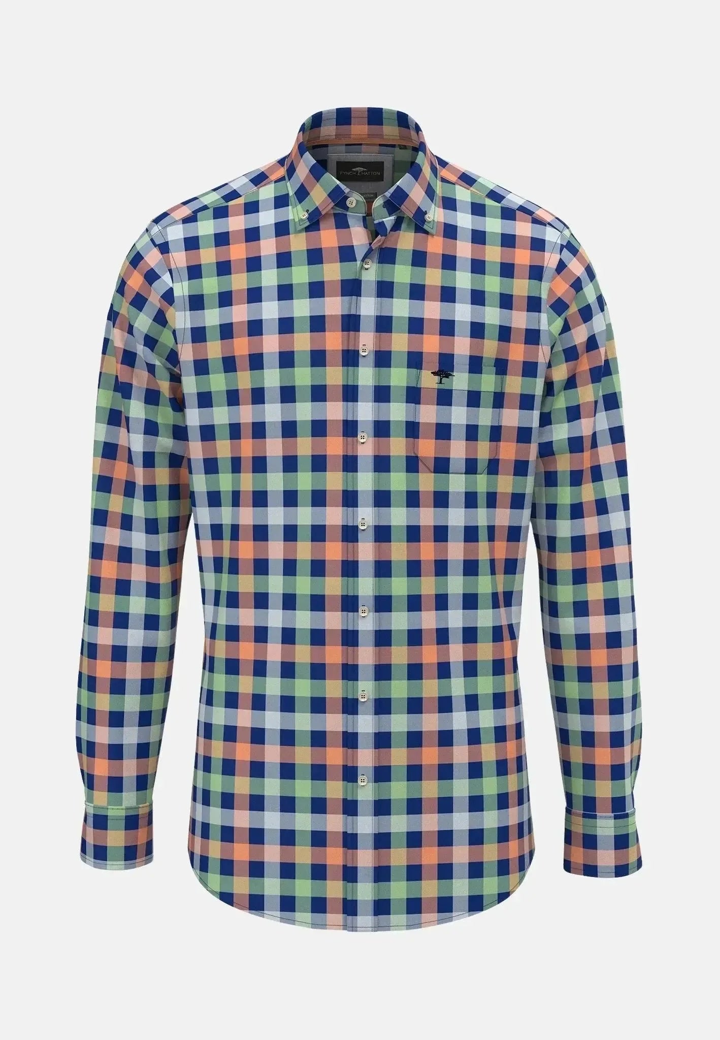 Fynch-Hatton Colorful Combi Check Shirt Sunny Orange