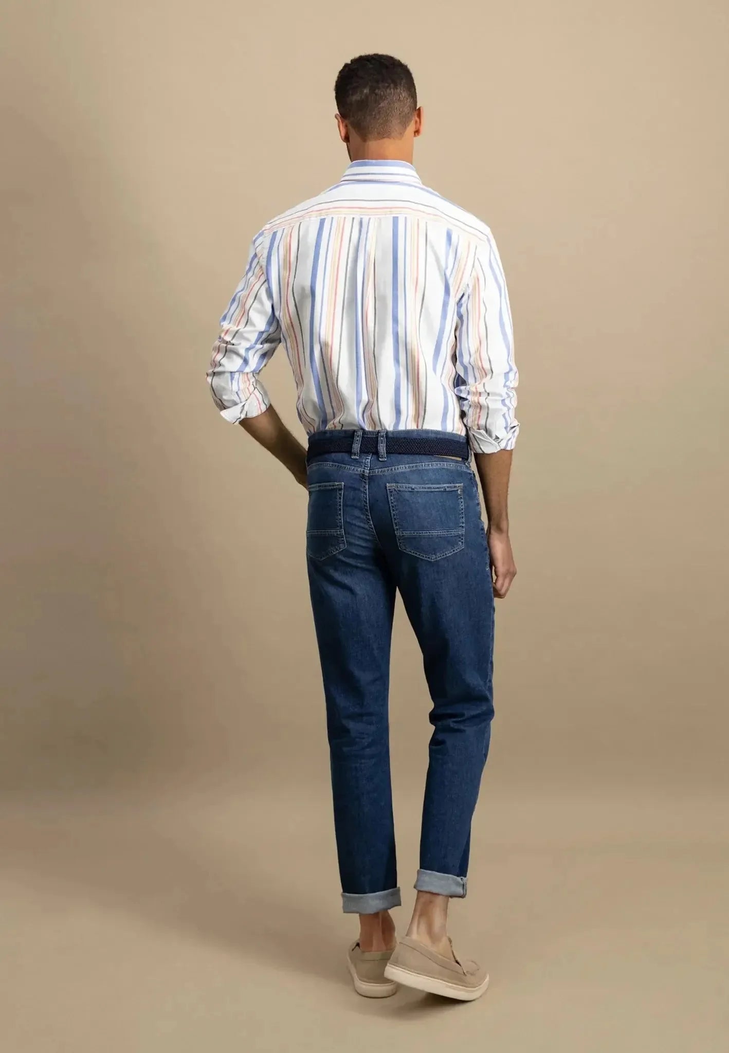 Fynch-Hatton Colourful Oxford Stripes Shirt Poppy Red