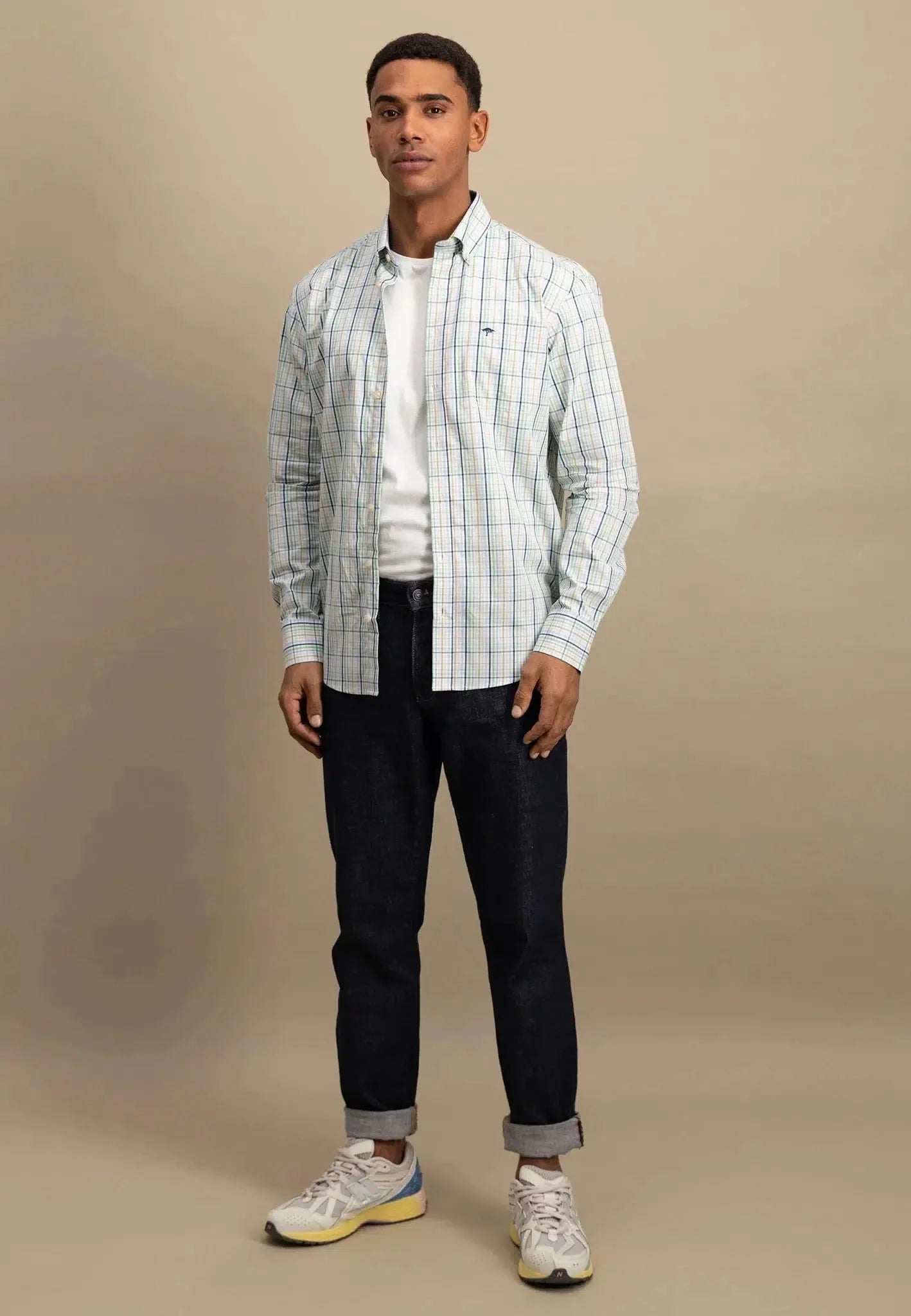 Fynch-Hatton Combi Check Shirt Turf Green