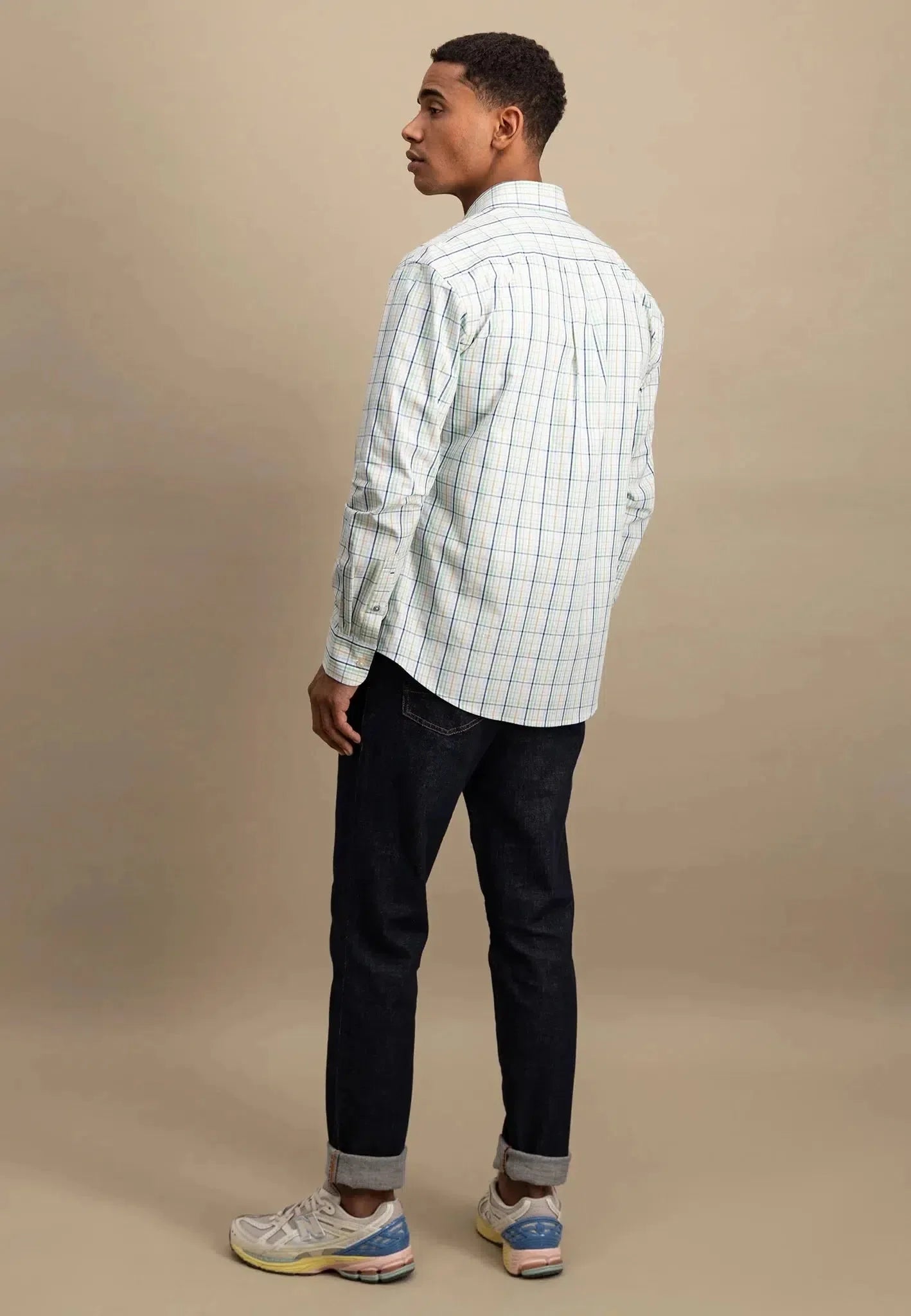 Fynch-Hatton Combi Check Shirt Turf Green