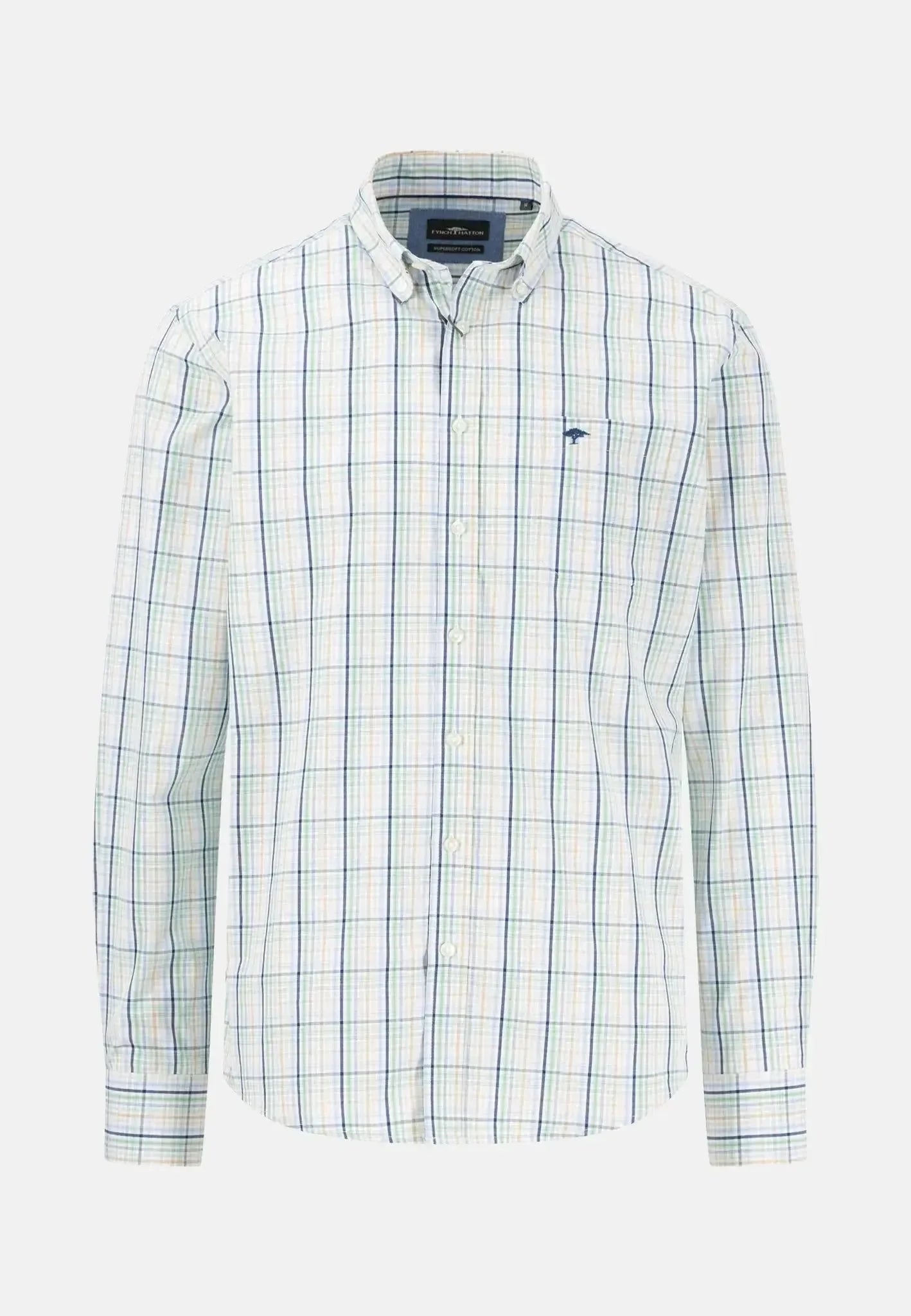 Fynch-Hatton Combi Check Shirt Turf Green | Studio DOS