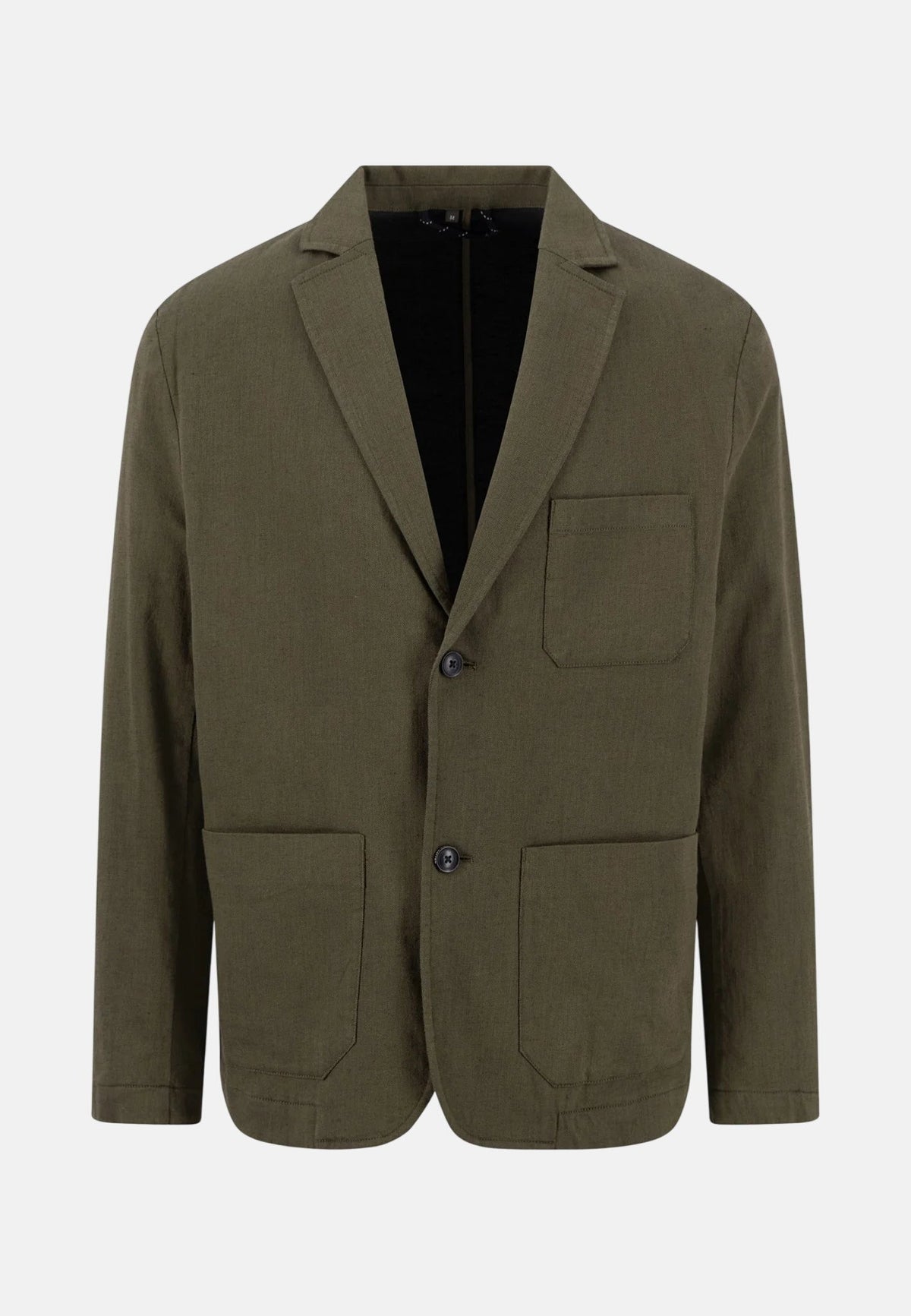 Fynch-Hatton Cotton Linen Blend Twotone Structured Blazer Dark Khaki | Studio DOS